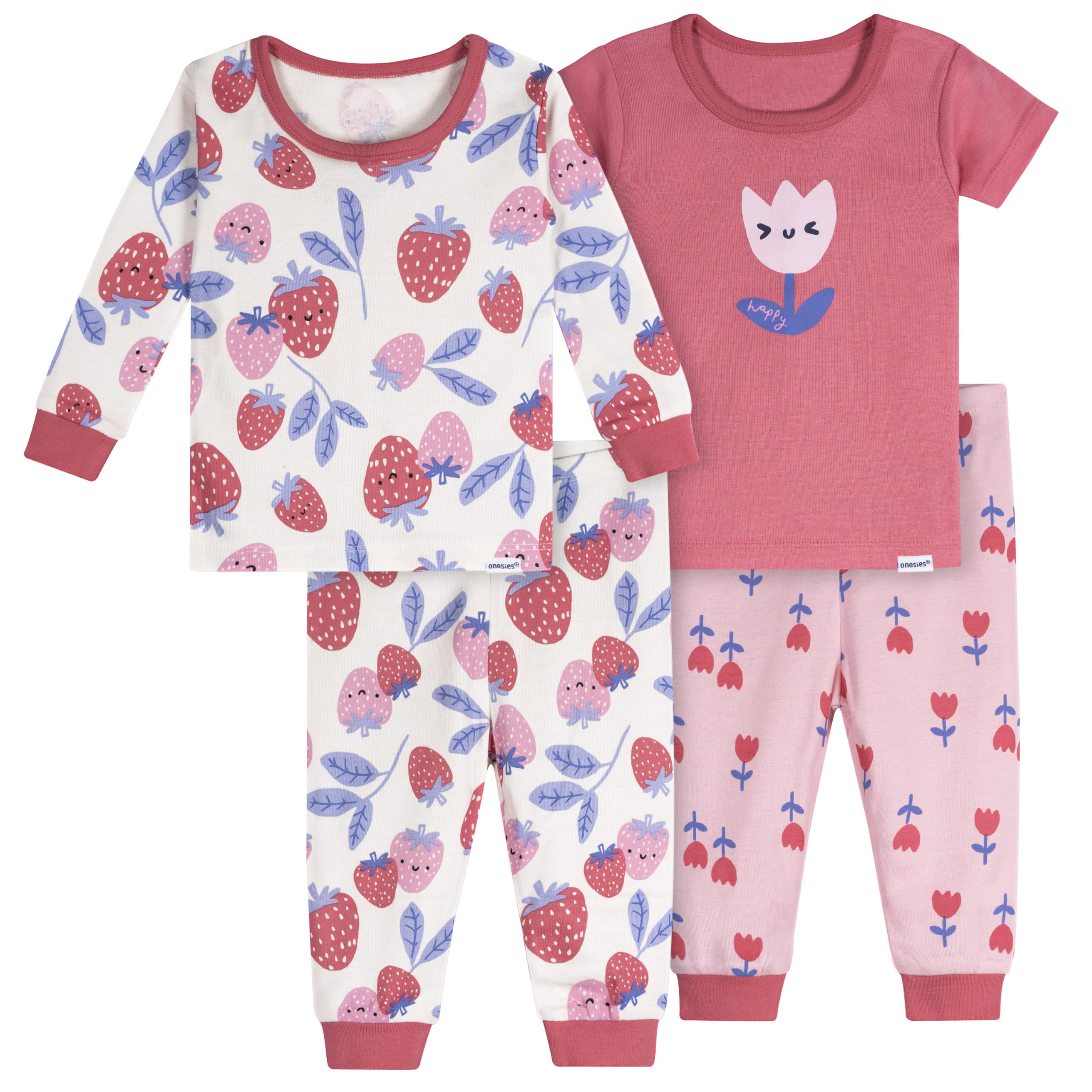 Onesies Brand Baby Girls' Snug Fit 4-piece Pajama Set