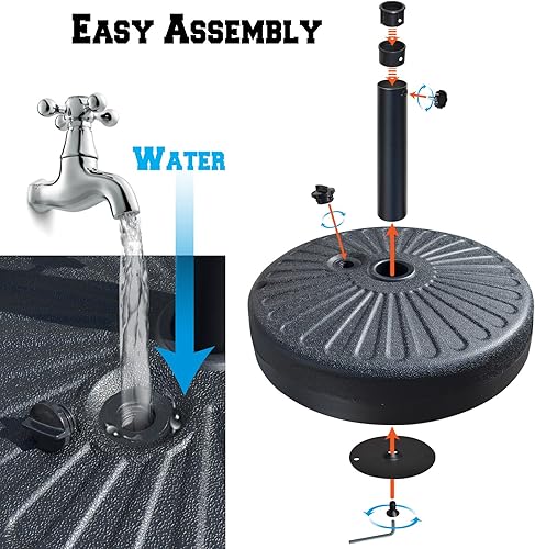 Miniatura 3 de BenefitUSA Base de paraguas de agua llena de peso de 20 "28L Soporte para sombrilla