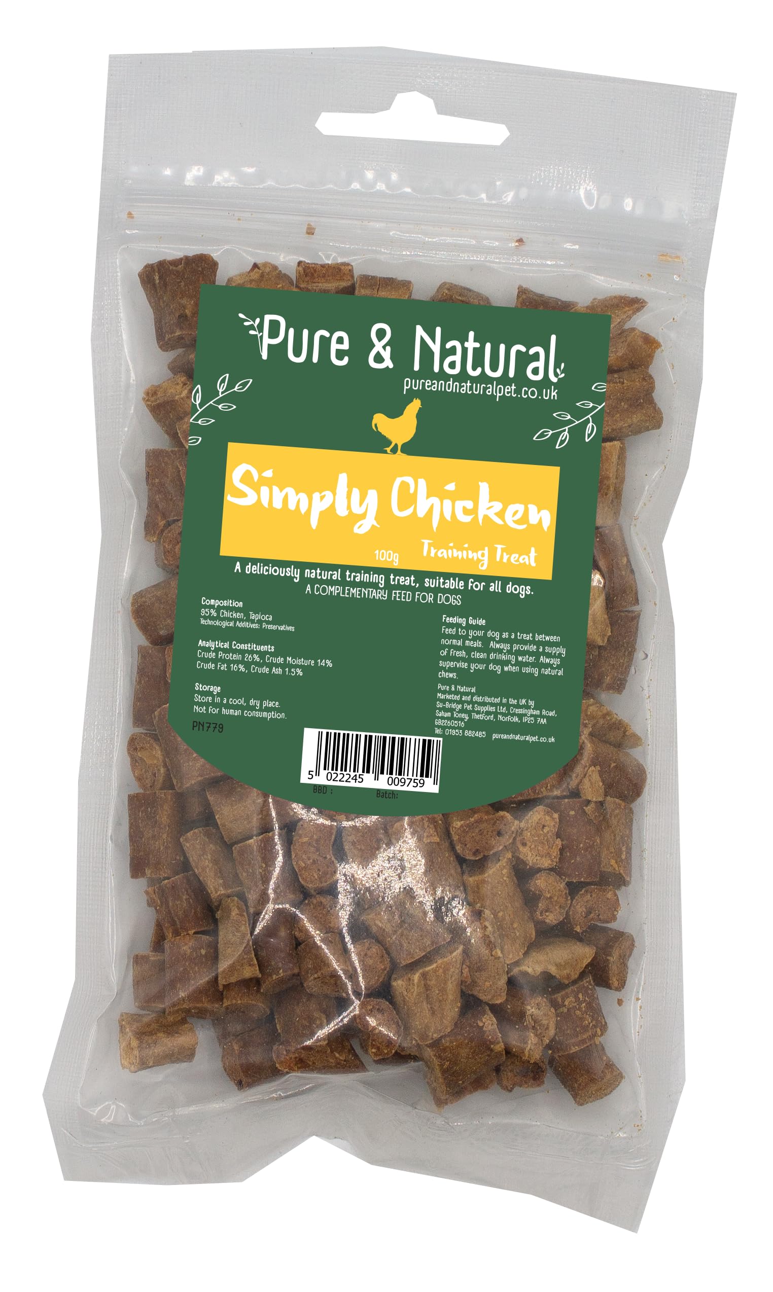 Pure & Natural Grain Free Dog Treats for Training - high value dog training treats Value Dog Training Treats | Healthy Dog Treats for Small Dogs to Large Breeds - Chicken, 100g