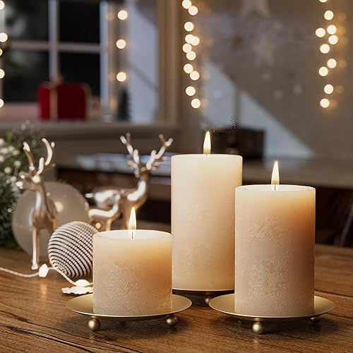 Miniatura 8 de 6 portavelas de latón dorado y juego de 2 portavelas dorados para velas de pilar, portavelas para centro de mesa, decoración festiva de chimenea de