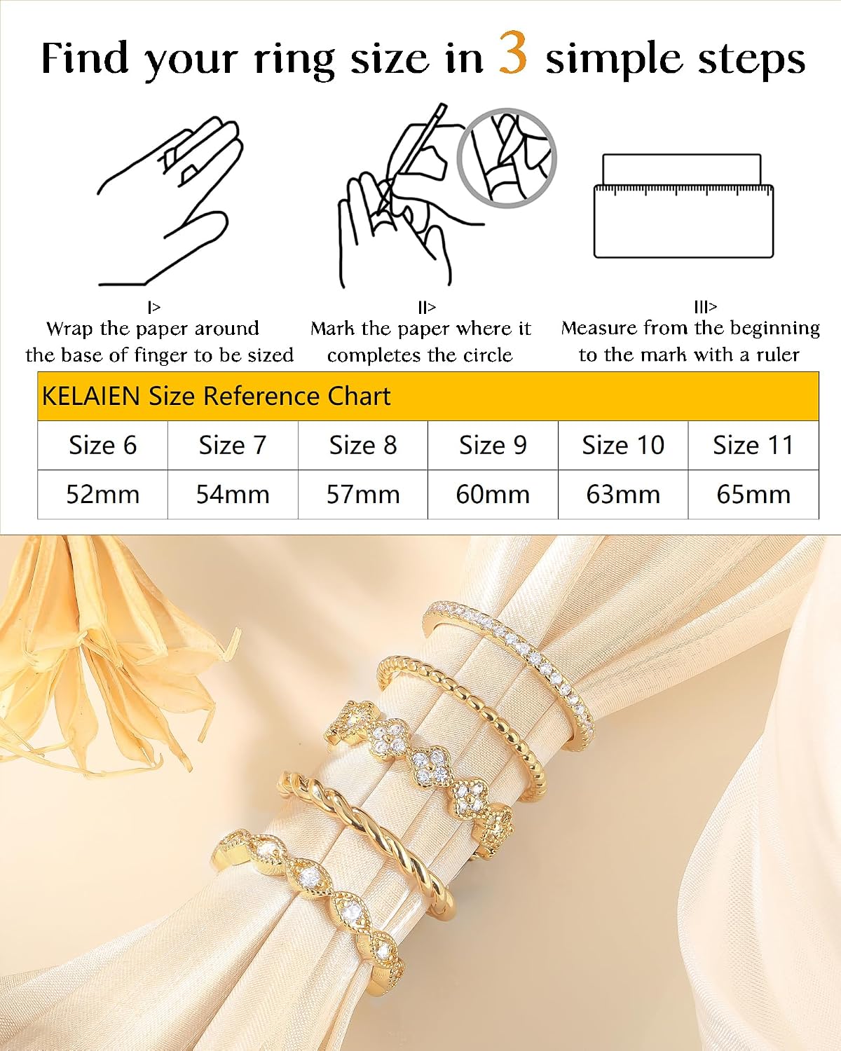 Gold Stackable Rings for Women Non Tarnish 14K Gold Plated Cubic Zirconia Stacking Chunky Eternity Band Rings Dainty Engagement Promise Thumb Rings Gold Wedding Ring Set Jewelry Size 6 7 8 9 10