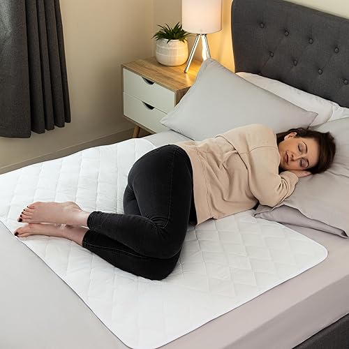 Paquete de 2 almohadillas de cama lavables para incontinencia de 34 x 52 pulgadas para adultos, 100% impermeables para proteger la cama,