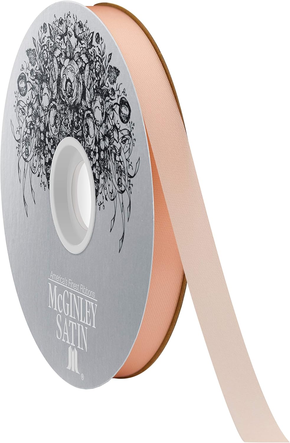 McGinley Mills 9/16 W Acetate Satin Ribbon, Peach Pink, 100 Yard Spool