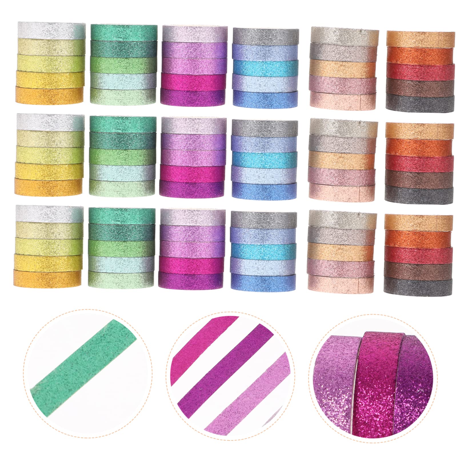 Cinta Washi Brillantina 90 Piezas para Diario y Scrapbook