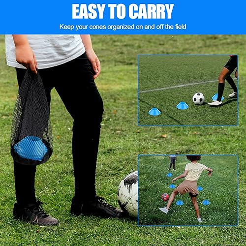 Miniatura 5 de 25 conos de fútbol para entrenamiento deportivo, mini conos de fútbol con bolsa de malla, conos de práctica de agilidad flexibles, conos de