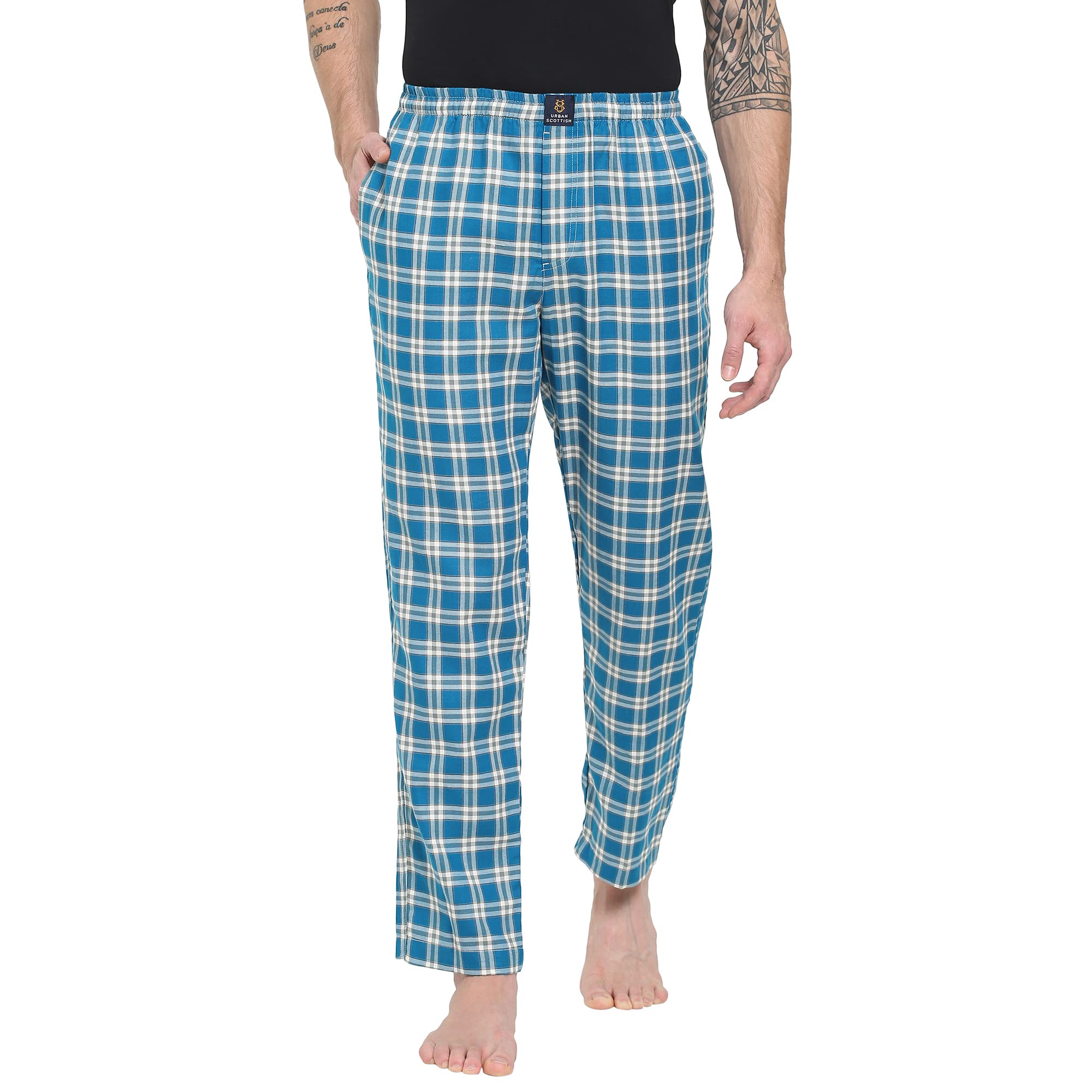 urban scottish Men's Lounge Pants 100% Cotton Men's Comfortable Leisure-Wear Lower with an Elastic Waist-Band and Regular Fit Track Pants, Machine Washable Stay at Home-picture-41