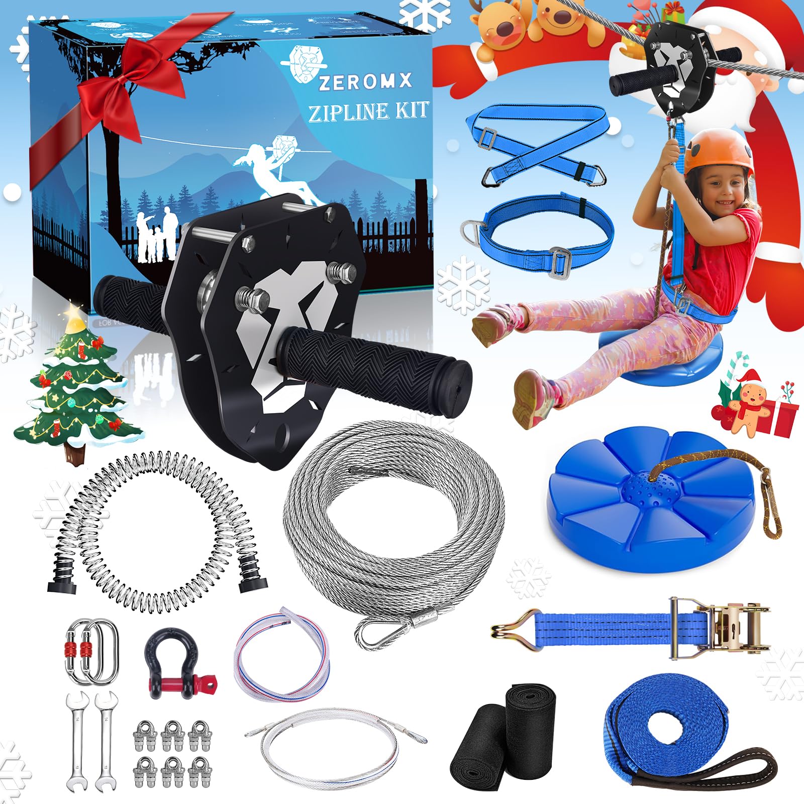 Amazon.com: ZEROMX Zip Line Kit 120ft 150ft for Kids Adults Up to
