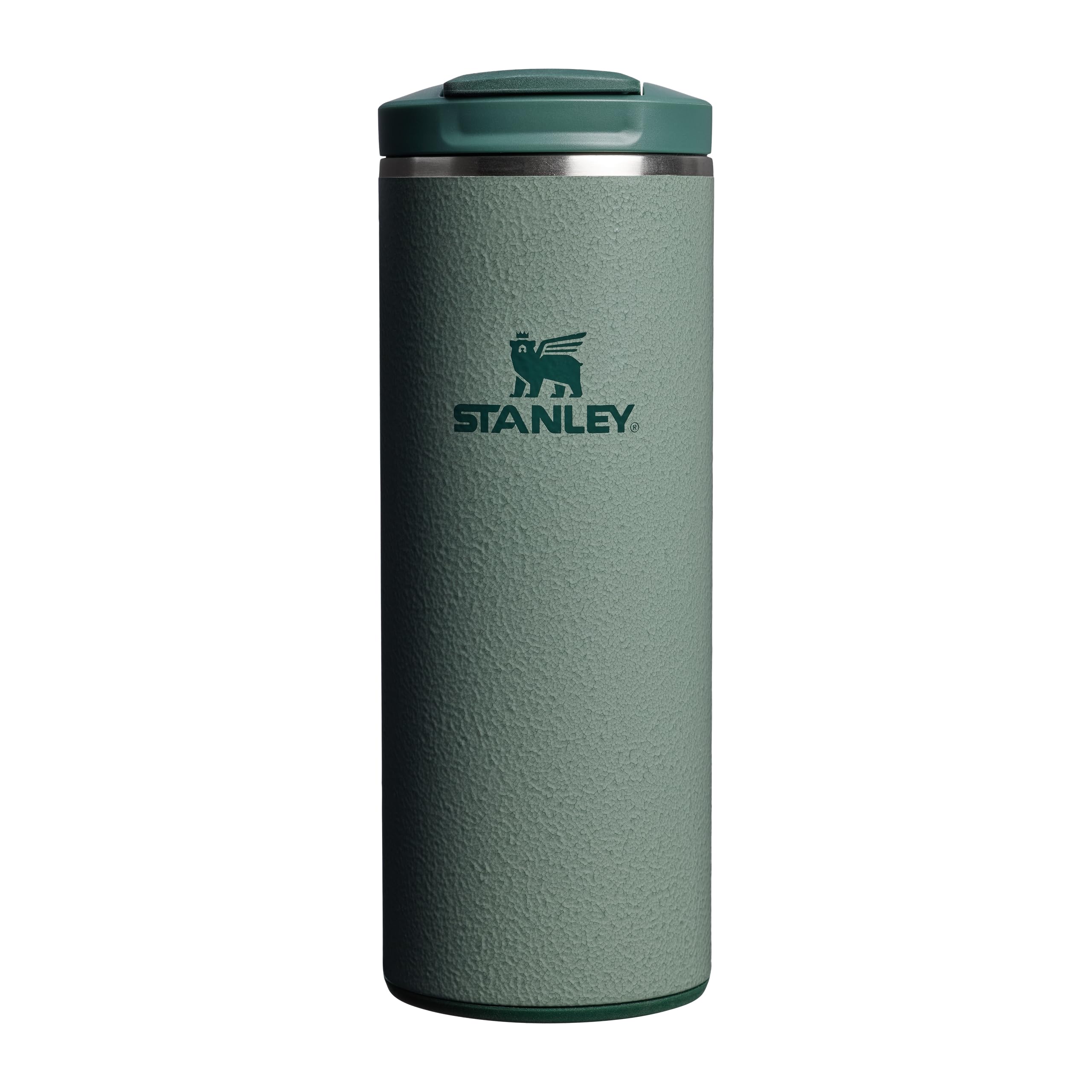 STANLEY 1913 Transit Flip Top Mug 0.35L - Keeps 4 Hours Hot - 6 Hours Cold - Dishwasher Safe - Leakproof - Car Cup Holder Compatible - Insulated Coffee Cup - Hammertone Green