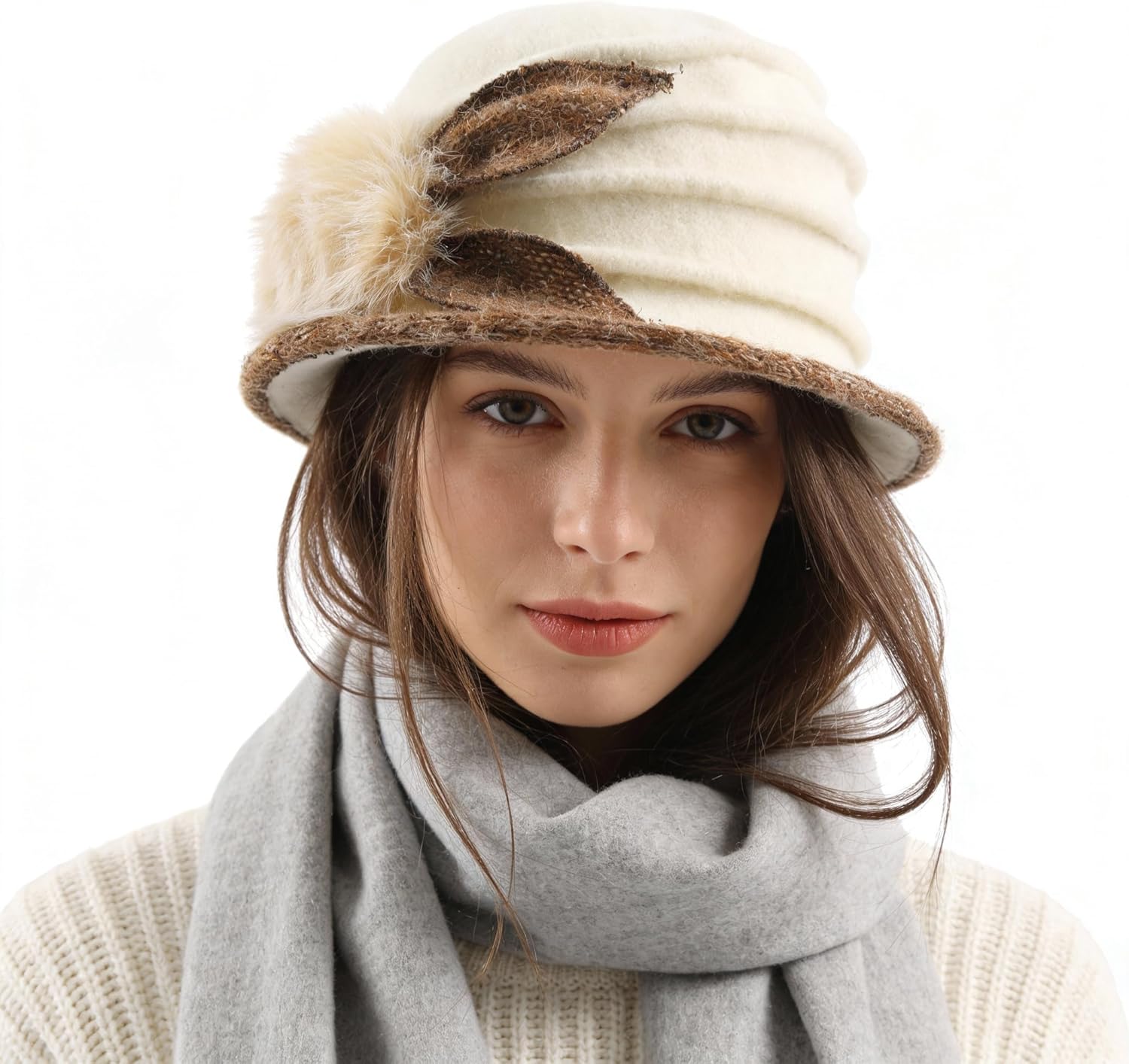 Women Vintage Felt Bucket Hat Winter Wool Dress Beret Hat - Image 2