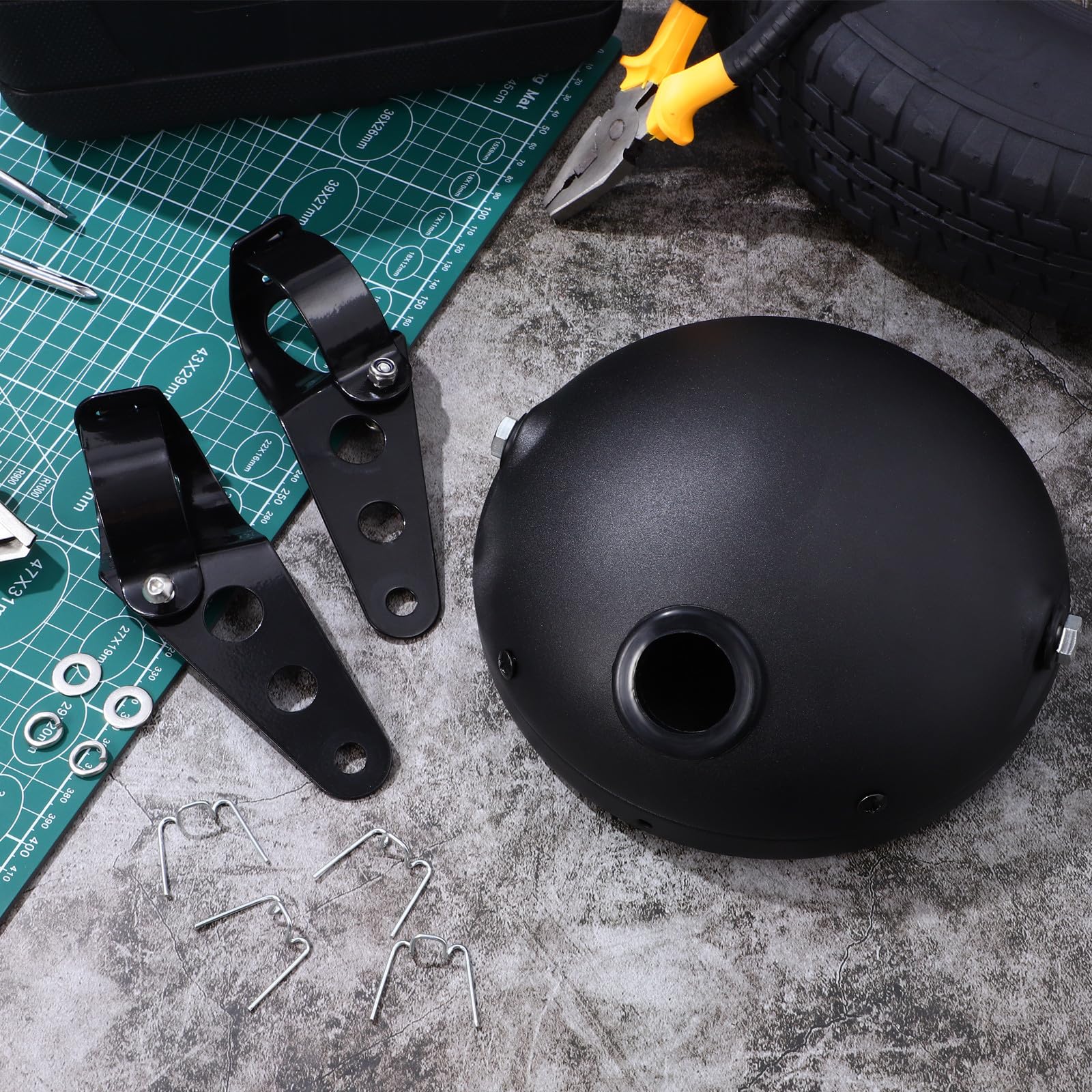 Zerodeko Carcasa Negra para Faro de Motocicleta Soporte Estable y Protección de Luz para Conducción Nocturna, Material PC Resistente Accesorios de Instalación