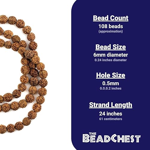 Miniatura 10 de Cuentas Rudraksha Mala de 0.472in, 108 auténticas cuentas de rosario de oración nepalí - El pecho de cuentas