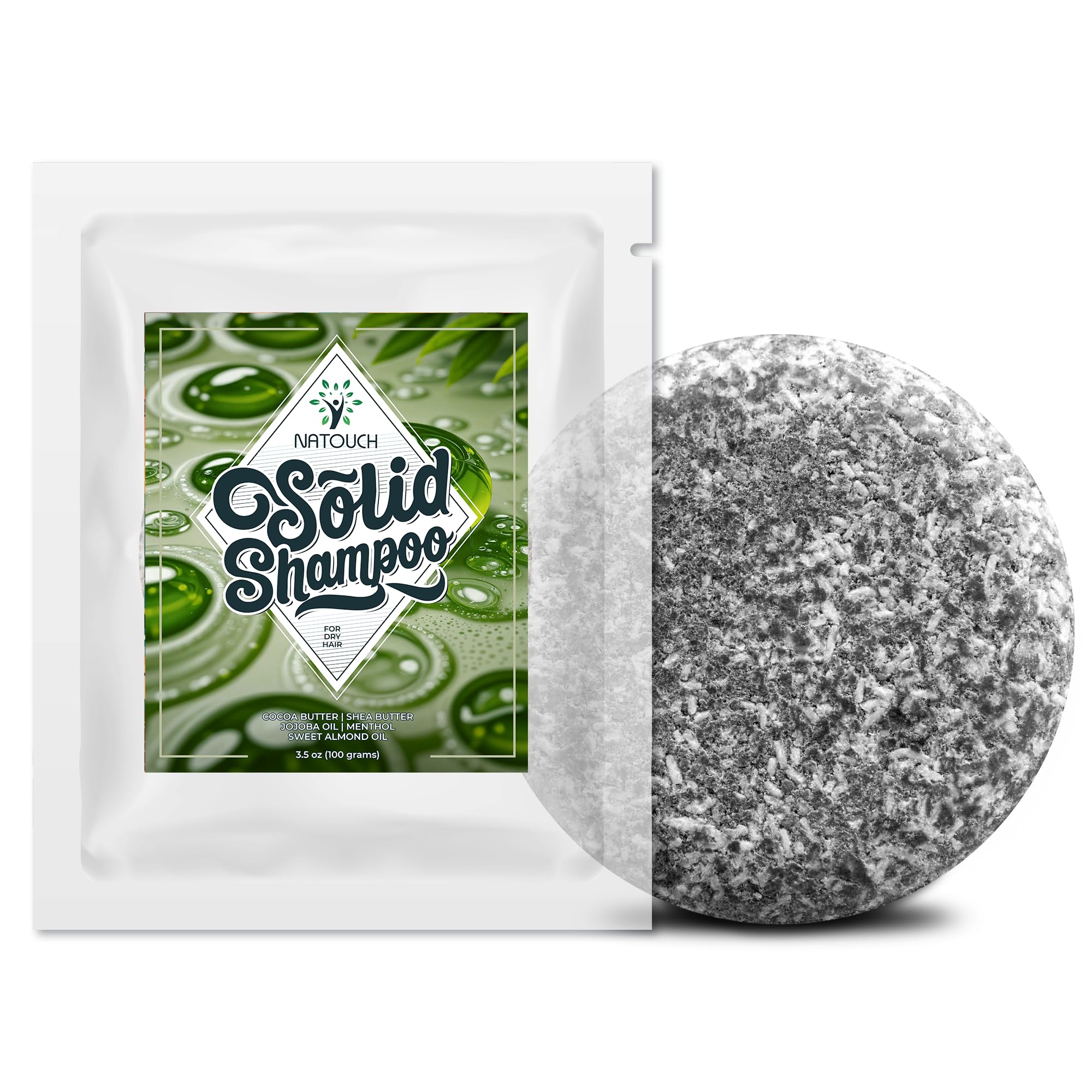 Natural Shampoo Bar for Treated, Damaged, Frizzy Hair and Dandruff with Cocoa Butter, Aloe Vera, Jojoba and Rosemary Oils Dry Hair