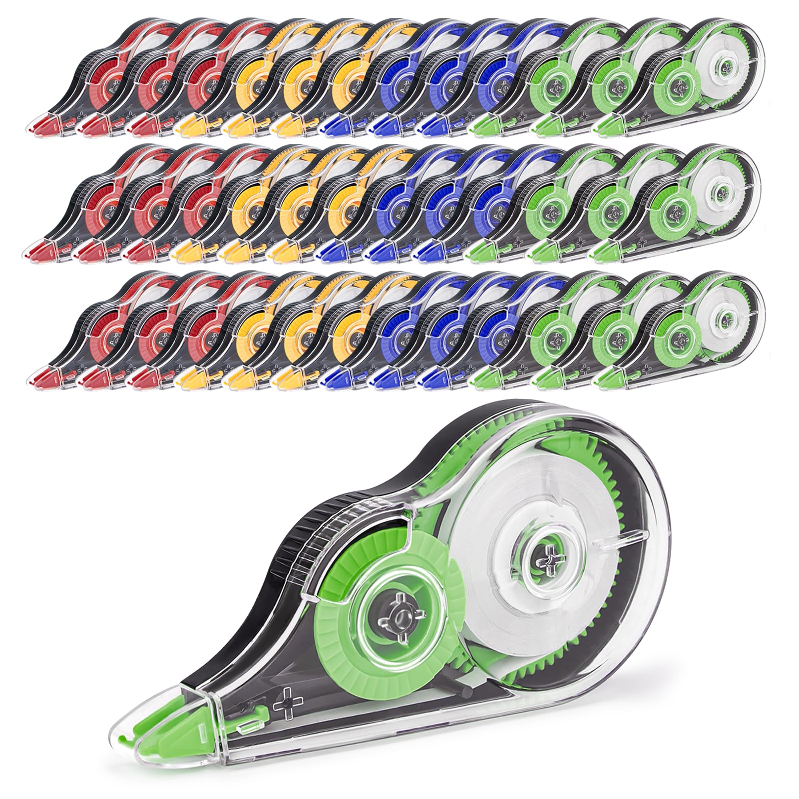 JEFURE 36 Pcs Correction Tape Set, 12m x 5mm White Out Tape Roller, Large Capacity Correction Tape Pocket Mouses for School Note Taking and Office Supplies (4 Colors)
