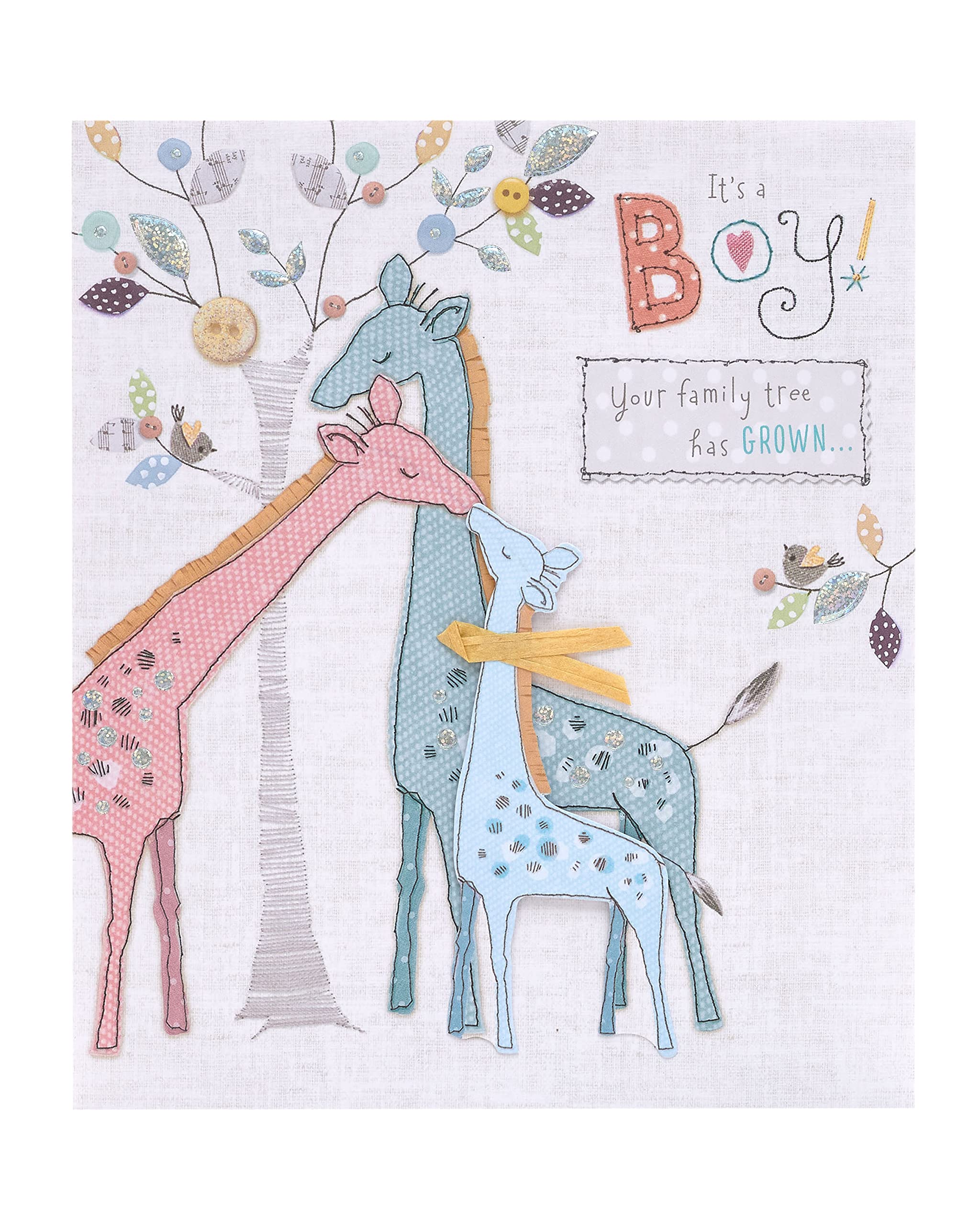 UK Greetings New Baby Card For Baby Boy With Envelope - Sweet Giraffe Design
