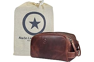 10" Premium Dopp Kit Leather Travel Pouch | Water-Resistant Vintage Toiletry