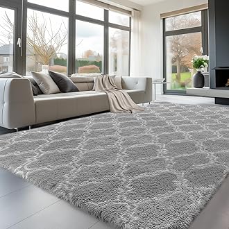 Sour Lemon Rugs Living Room 160x230cm, Grey Area Rugs for Bedroom, Washable Anti Slip Extra Large Shaggy Soft Rug Fluffy Modern Floor Carpets Mat Beside Carpet for Kids Living Room