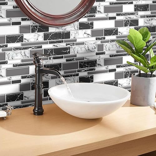 Miniatura 2 de Chejiaye Azulejos 3D para cocina, azulejos de pared para despegar y pegar, papel de contacto de mármol para encimera, papel tapiz apto para