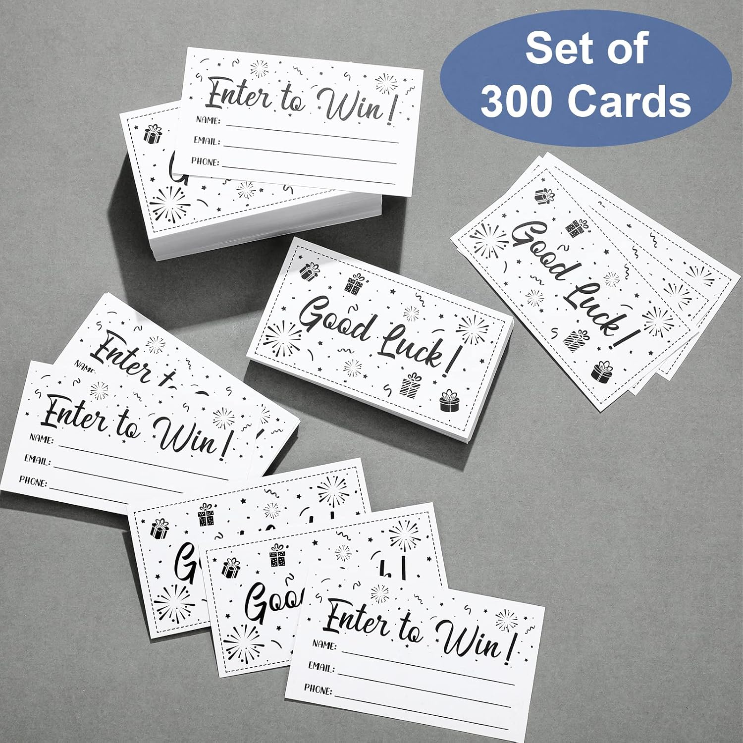 300 Pcs Enter to Win Raffle Tickets Cards 3.5 x 2 Inch Entry Form Cards for Contest, Carnivals, Raffles, Fairs, Ballot Box Raffle Drum with Space for Name, Email Address Phone Number (Natural Style)