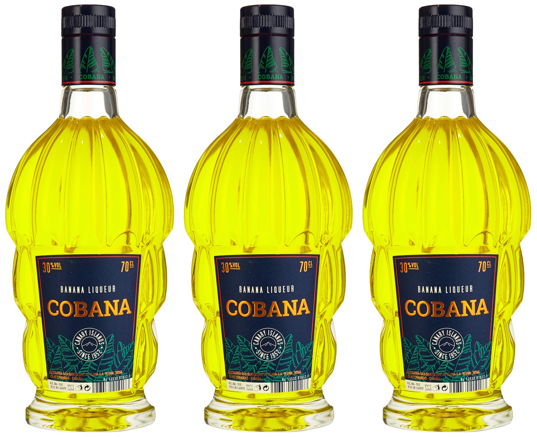 Licor de Platano Cobana Bananenlikör Früchte (3 x 0.7 l) 1064 Goldgelbfarben