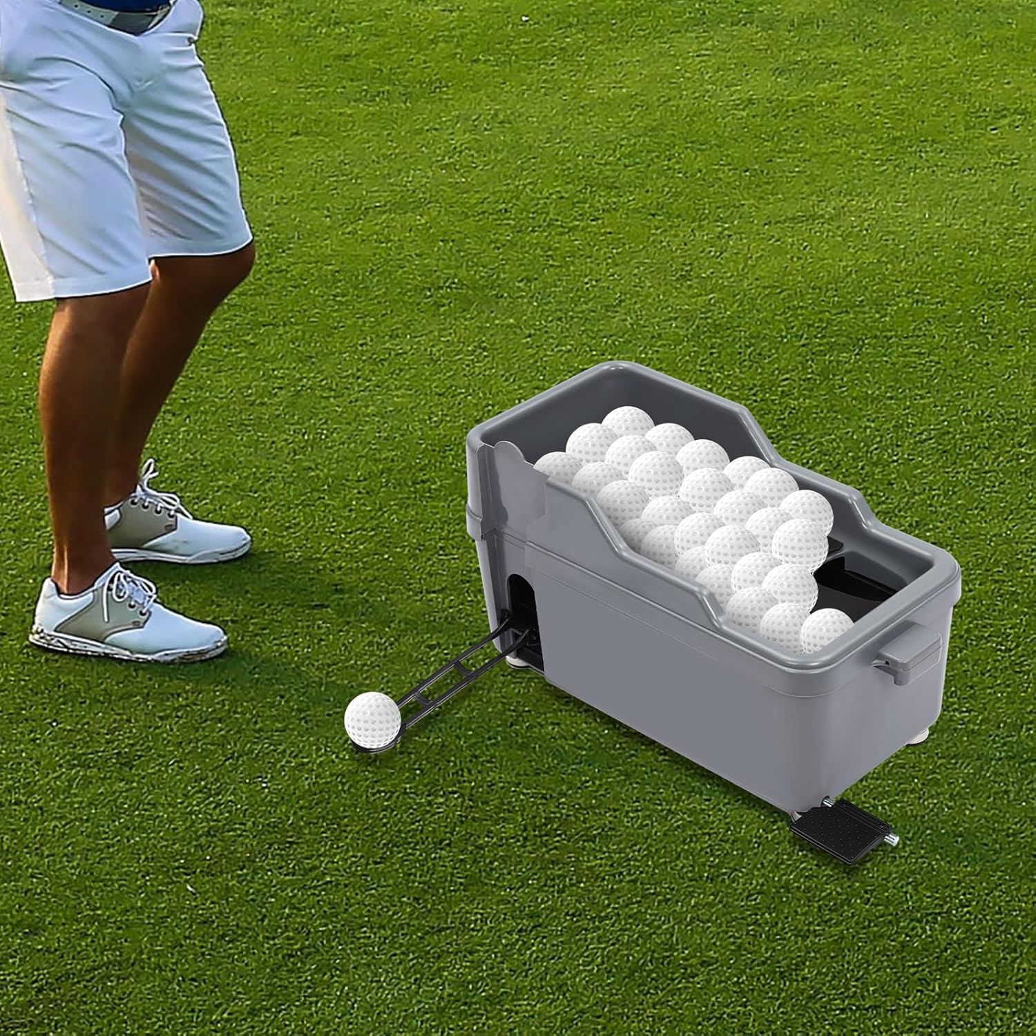 Automatic Golf Tee Machine with 9 Club Jacks, 100 Capacity Cordless Golf Ball Dispenser for Training
