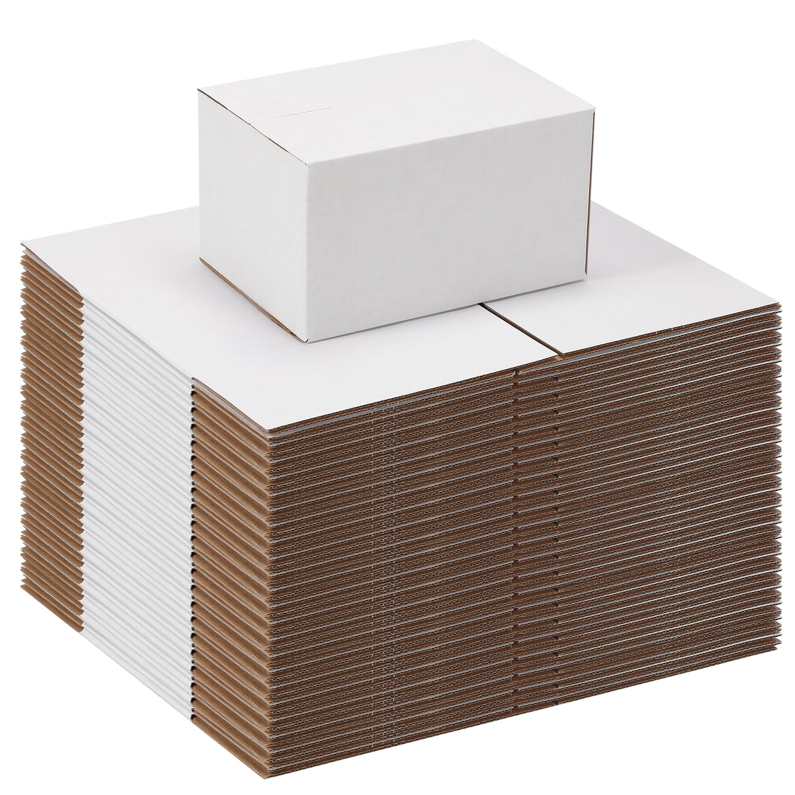 7x5x4 Shipping Boxes Set of 40, Kraft Corrugated Cardboard White Box Small Business Boxes Mailers for Packaging, Moving, Packing