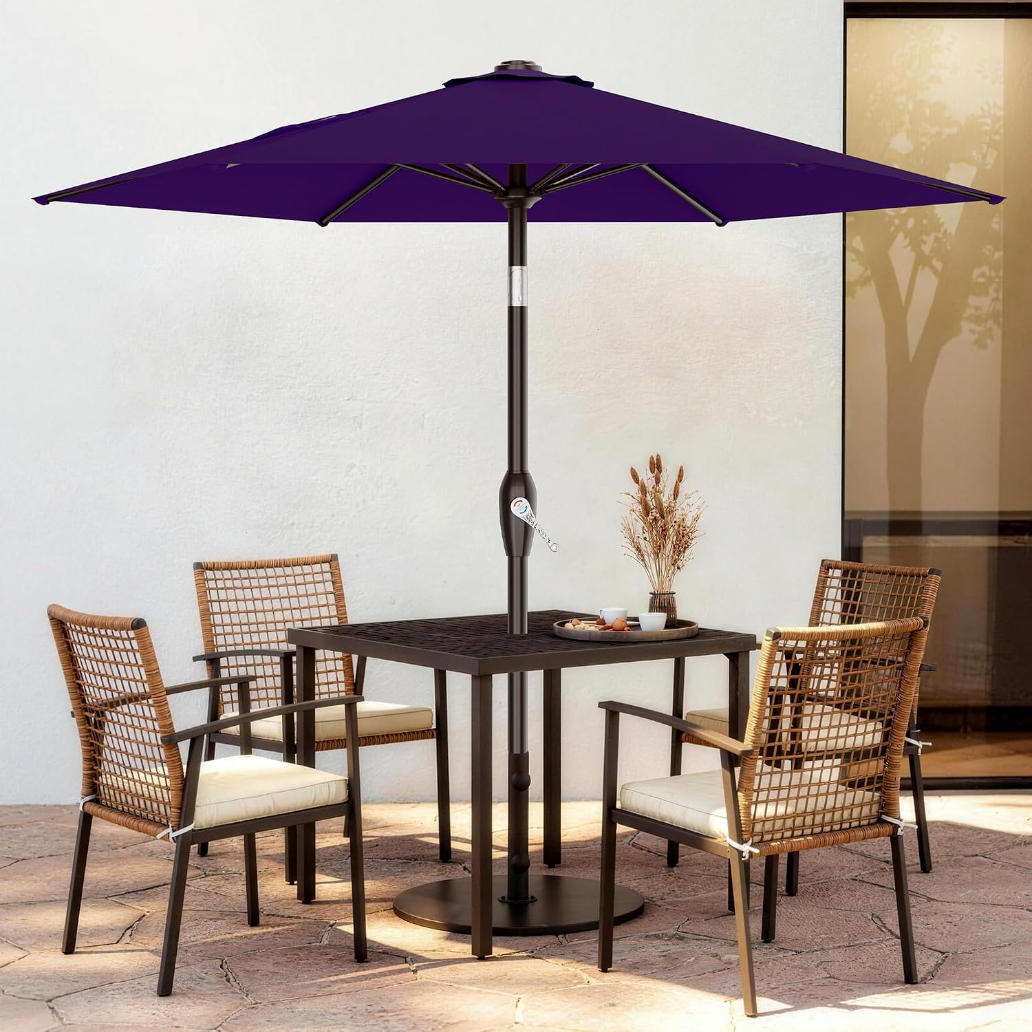 AreShark 7.5FT Patio Umbrella Table Market Umbrella w/Tilt and Crank, Heavy-Duty Outdoor Umbrellas for Pool, Deck, Garden and Backyard, Purple