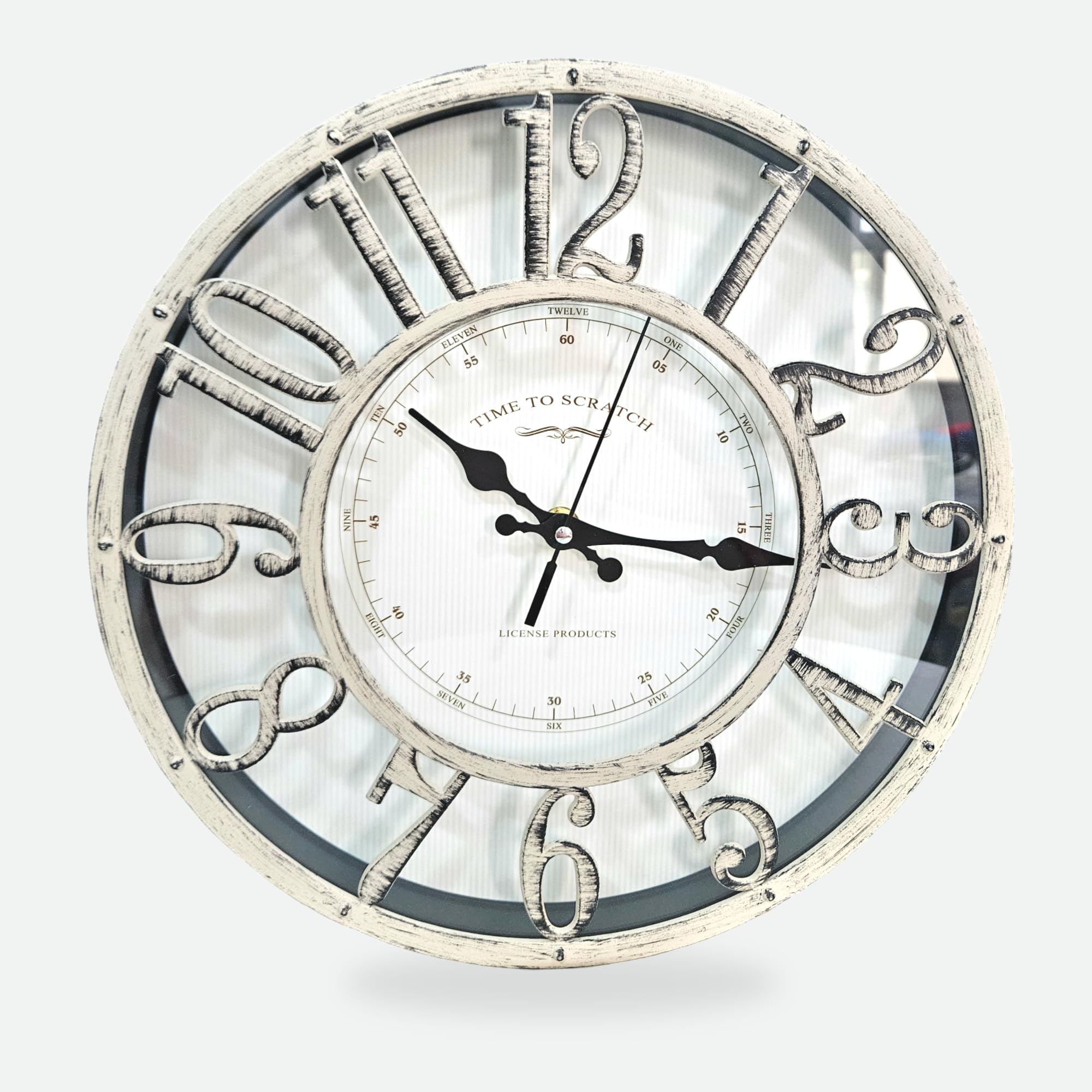 12-Inch Vintage Battery Operated Quartz Wall Clock - Easy-to-Read Numeral Design for Living Room, Home Office, or School (Beige)