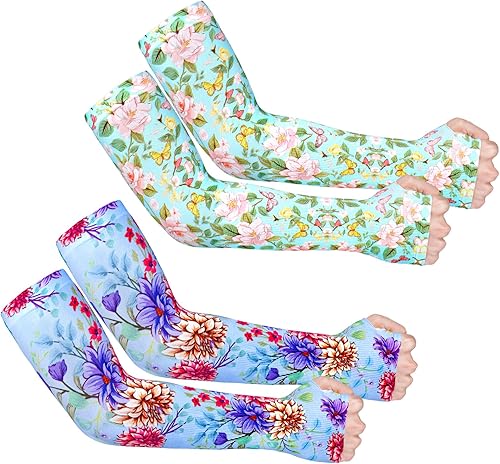 Miniatura 7 de 2 pares de mangas de enfriamiento para mujer, mangas de jardinería con agujero para el pulgar para jardinería, pesca, correr