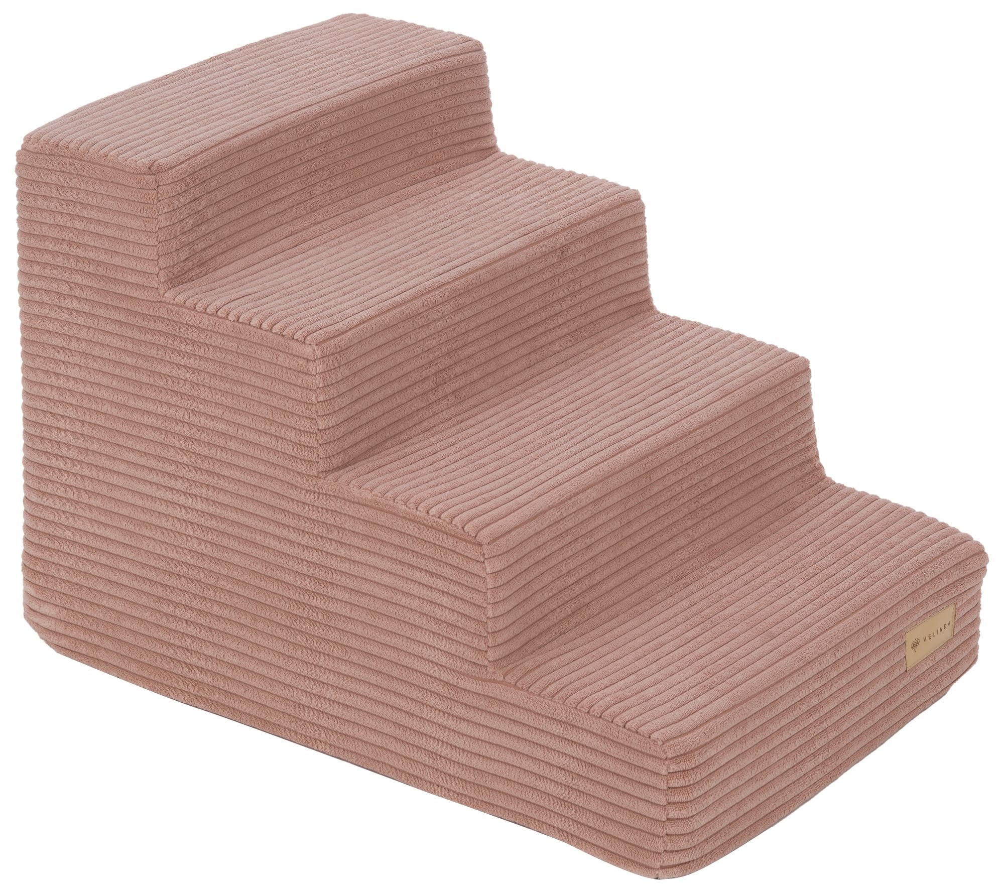 Hundetreppe mit 4 Stufen Katzentreppe Haustiertreppe Einstiegshilfe Schaumstoff (Farbe: rosa (Cord))