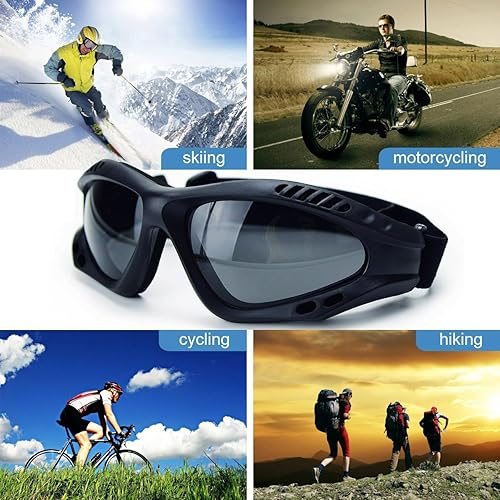 Miniatura 2 de Viriber Gafas de motocicleta - Gafas de protección UV para exteriores, gafas de combate a prueba de polvo Negro -,Verde,Gafas grises,Gafas