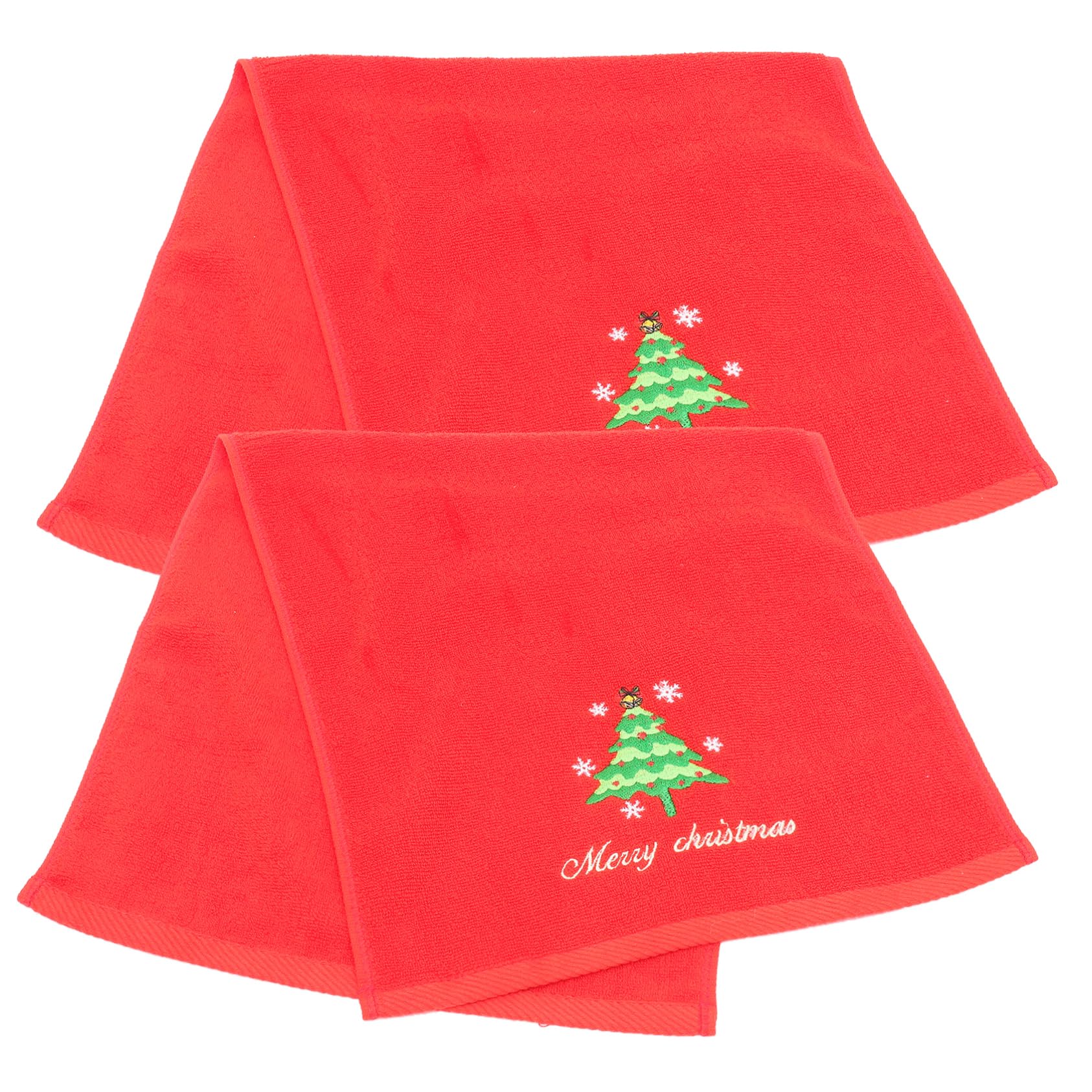 Toallas navideñas bordadas en algodón suave, pack de 2 unidades para hogar
