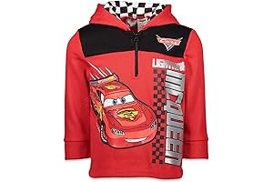Disney Pixar Cars 95 Lightning McQueen Fleece Half Zip-Up Hoodie