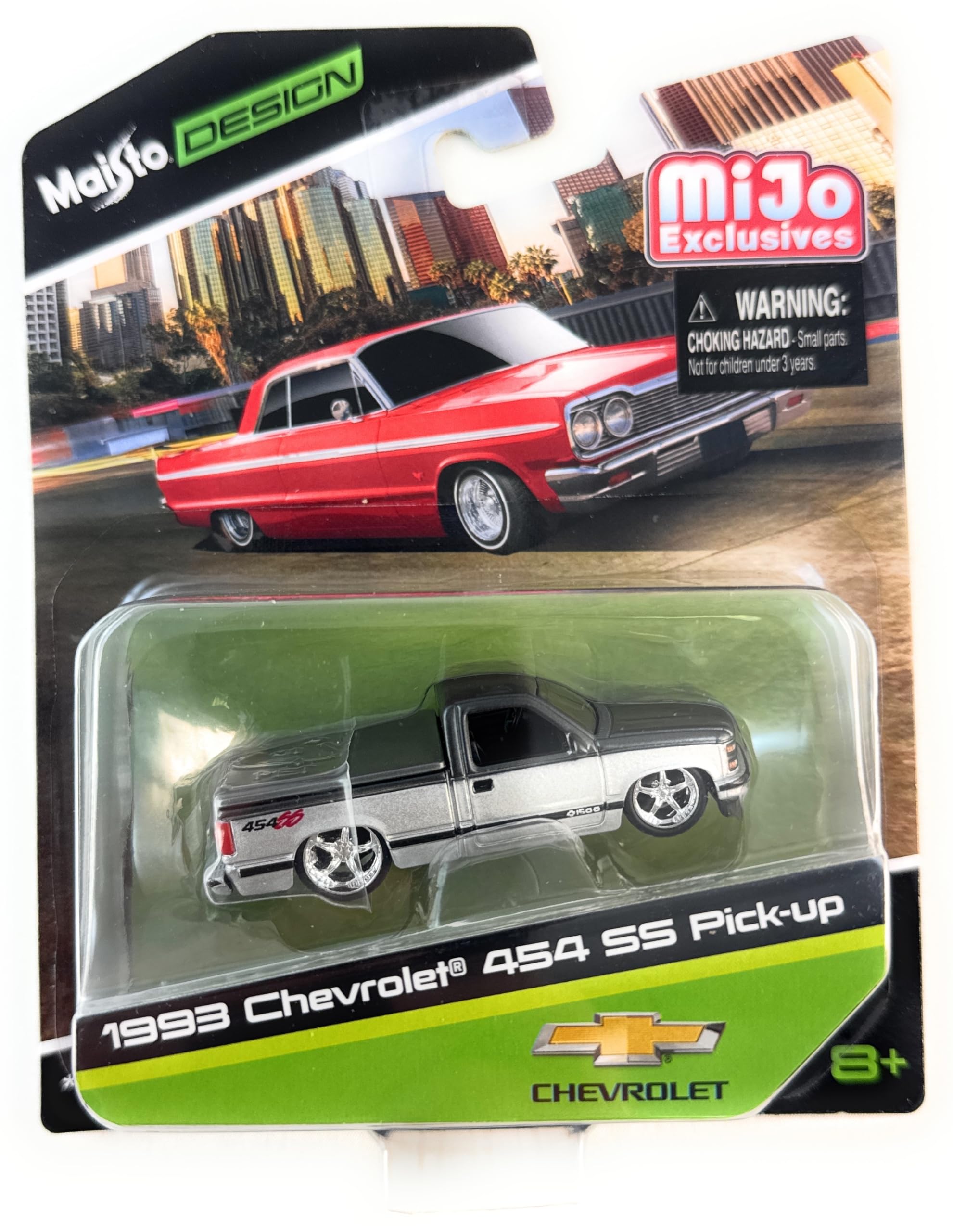 Mijo Exclusives 1993 Chevy 454 SS Pick-up 1:64 Scale Silver and Dark Gray Diecast Model