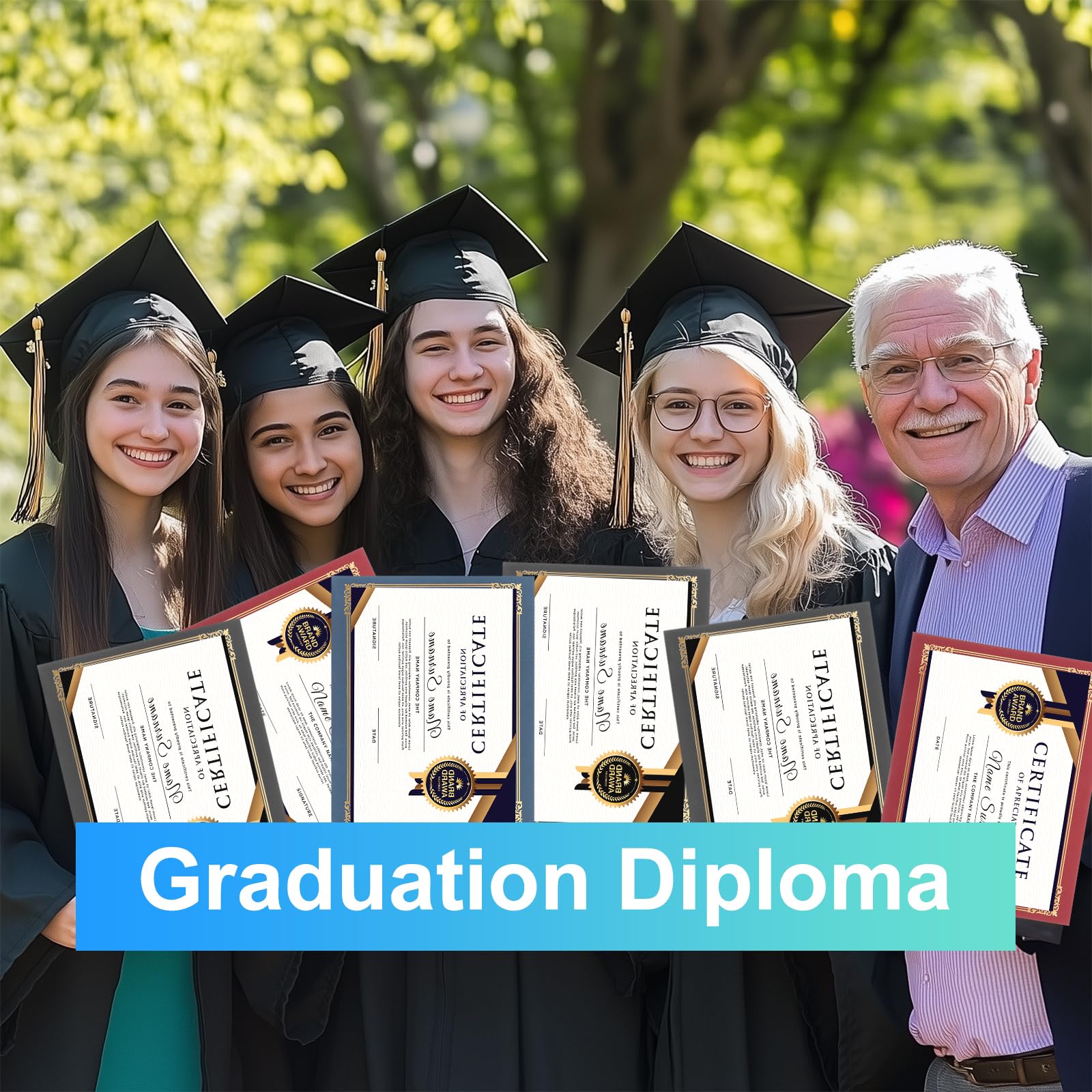 PATIKIL Portadocumenti Per Certificati, 50Pezzi Adatti A Carta 8.5x11" Diploma Di Laurea Con Bordo In Oro Riconoscimento Premio Realizzazione Per Lauree Concorsi Aziendali Festival.