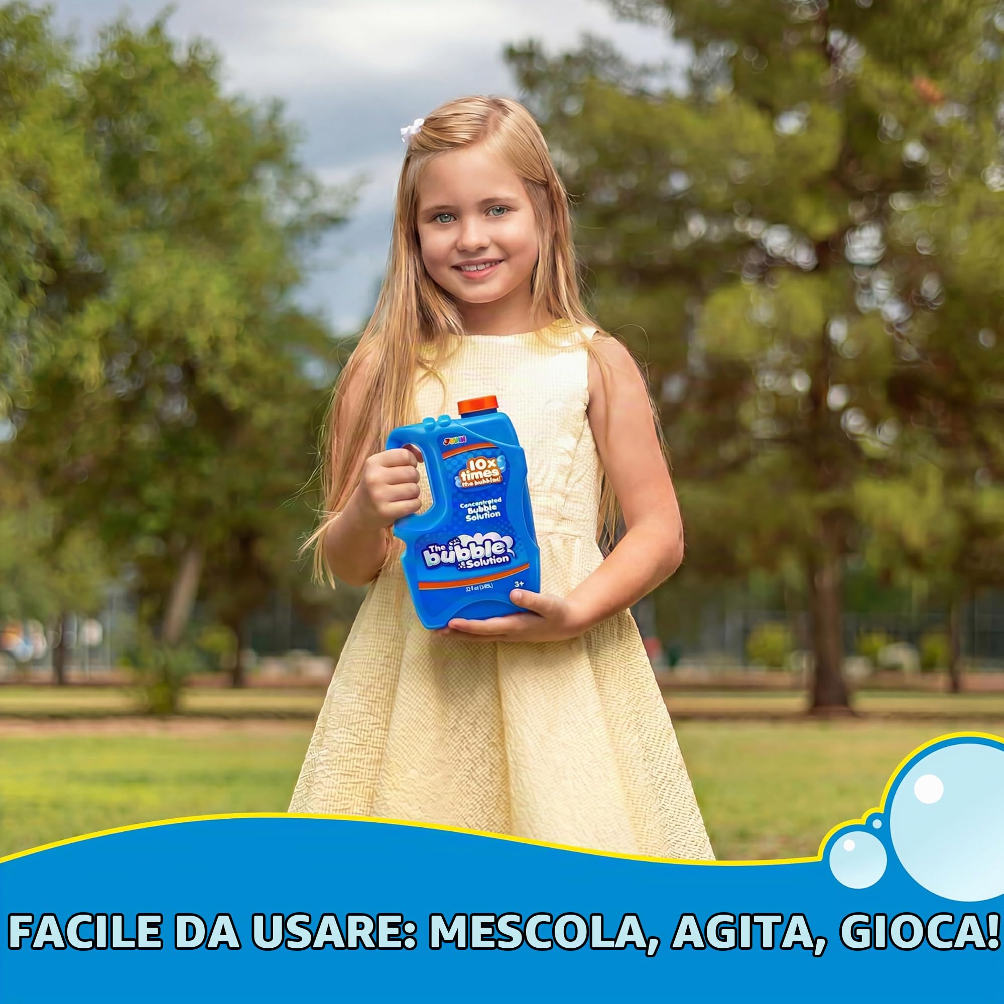 JOYIN Bottiglia di ricarica concentrata per bolle di sapone, fino a 9,5 litri, per pistola per bolle di sapone, bacchette magiche, soffiatori, Pasqua, bambini, feste