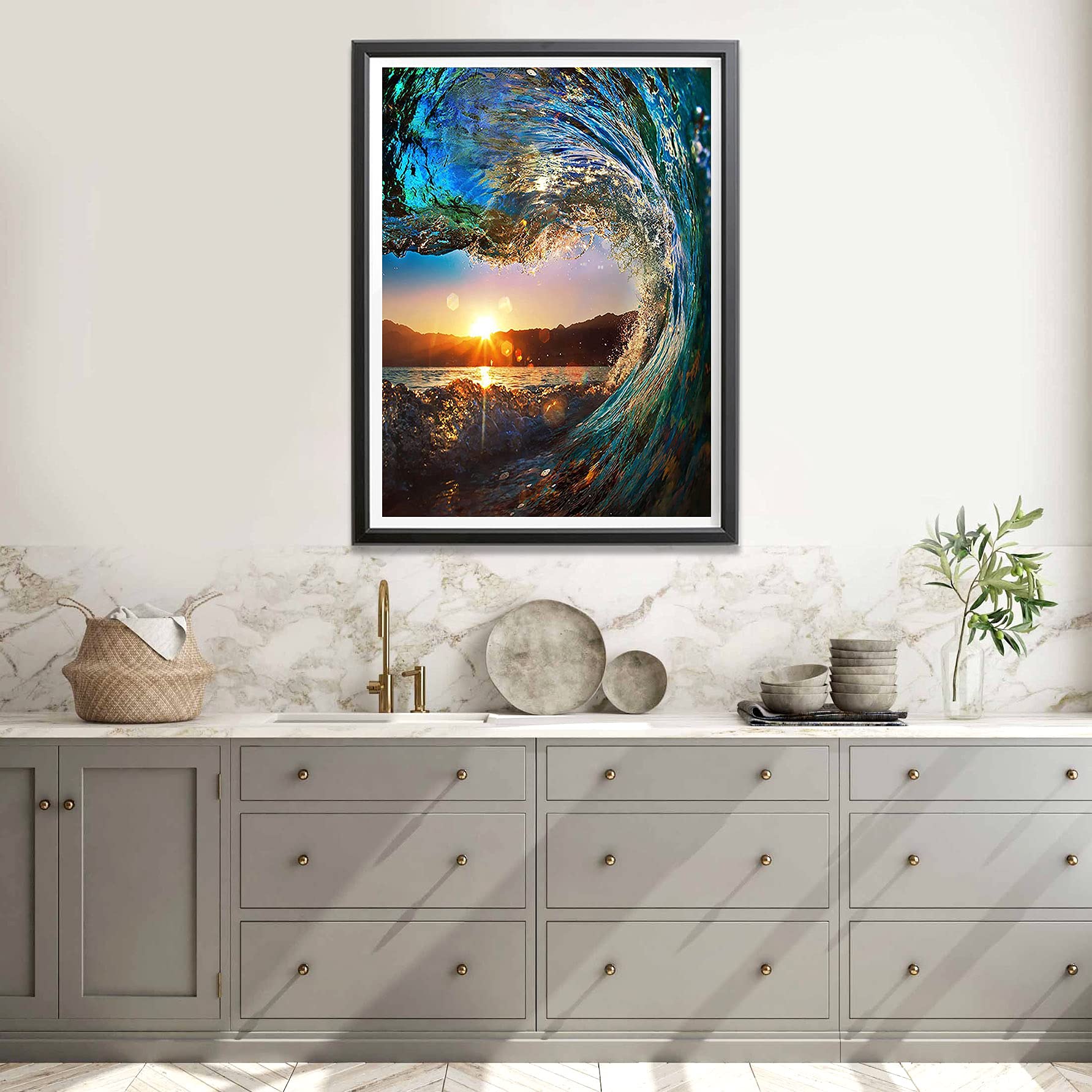 Yystyle Diamond Painting Set 'Sonnenuntergang Küste', 80x160 Cm, 5D Strass-Malen, Vollbohrer, DIY