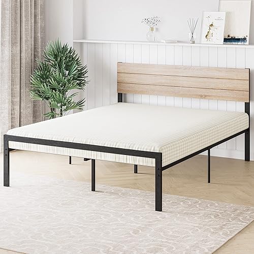 Miniatura 4 de Alkmaar Queen Bed Frame with Headboard No Box Spring Needed Wood Platform Bed Frame Full with Storage Mattress Foundation Easy Assembly (Queen)