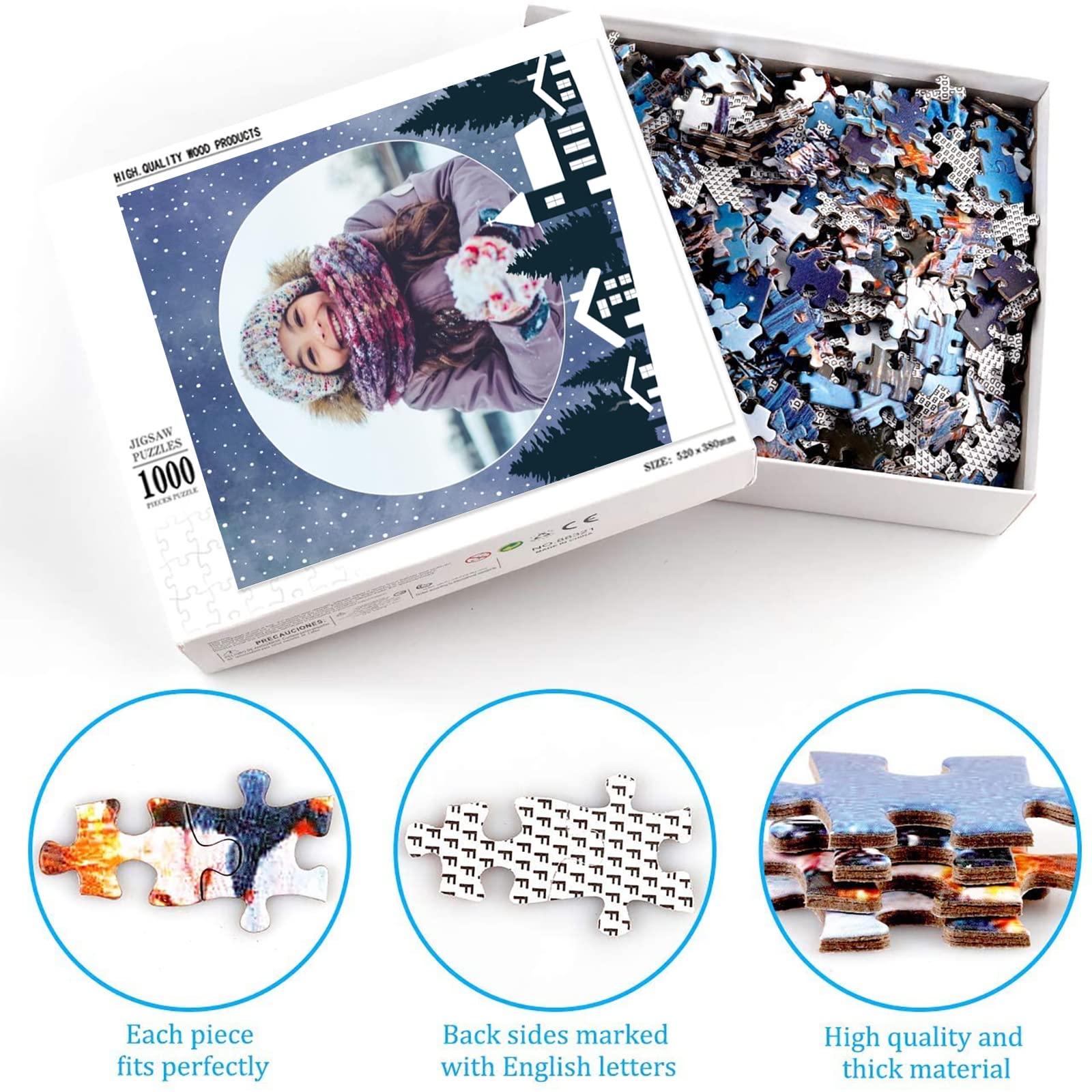 Puzzle Personnalisé En Bois Avec Ta Photo (300/500/1000 Pièces) | Création Unique, Cadeau émotionnel Pour Famille, Anniversaire