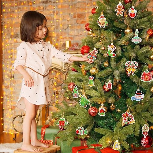Miniatura 4 de 38 piezas de adornos de pintura de diamantes de Navidad 5D DIY Kit de pintura de diamantes de 38 estilos de temática de Navidad colgante de