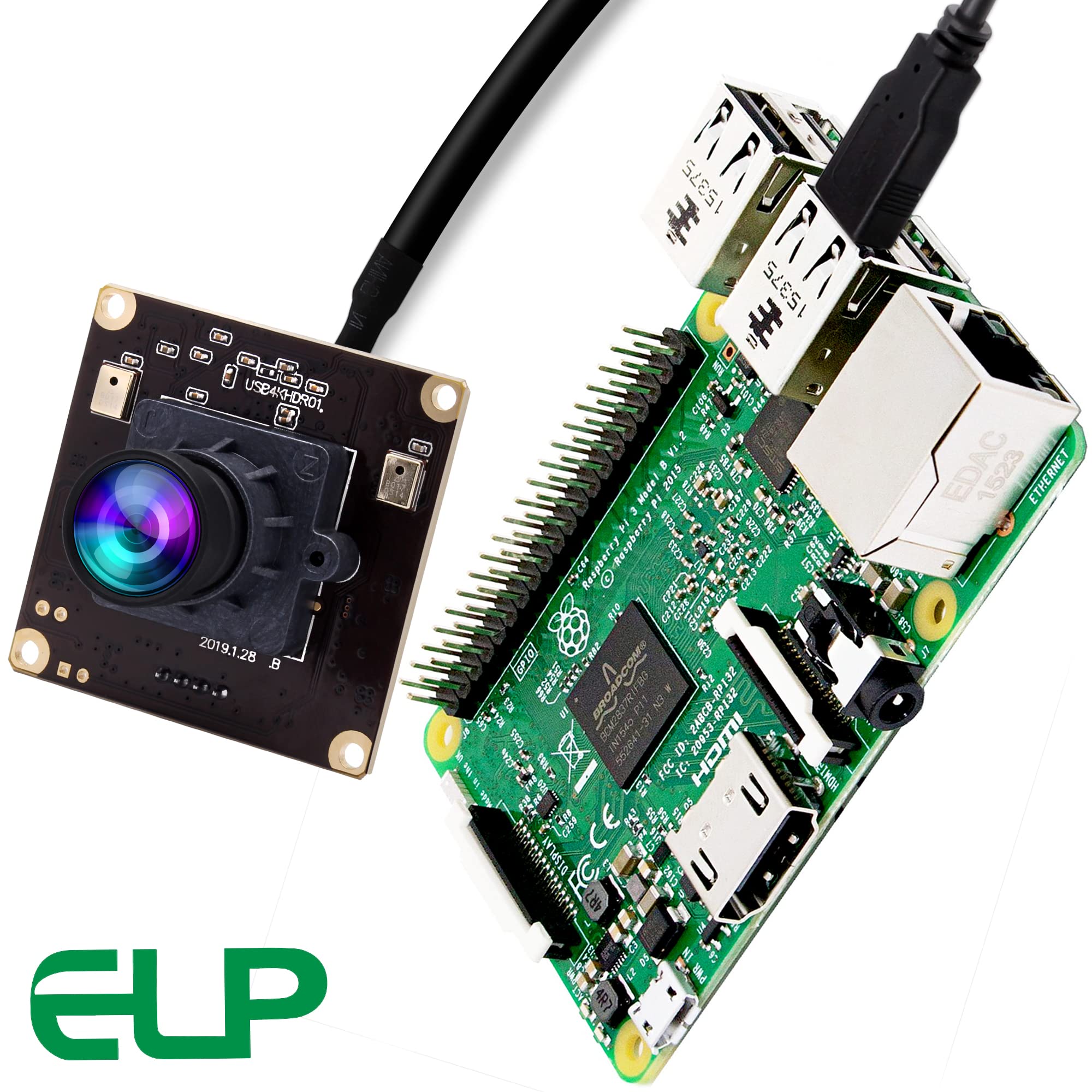 ELP Webcam 4K avec microphone, capteur Ultra HD IMX317, Plug and Play, module de caméra USB 30 FPS pour ordinateur de bureau et ordinateur portable, Mac OS, 2160P UHD Mini USB Webcam de conférence