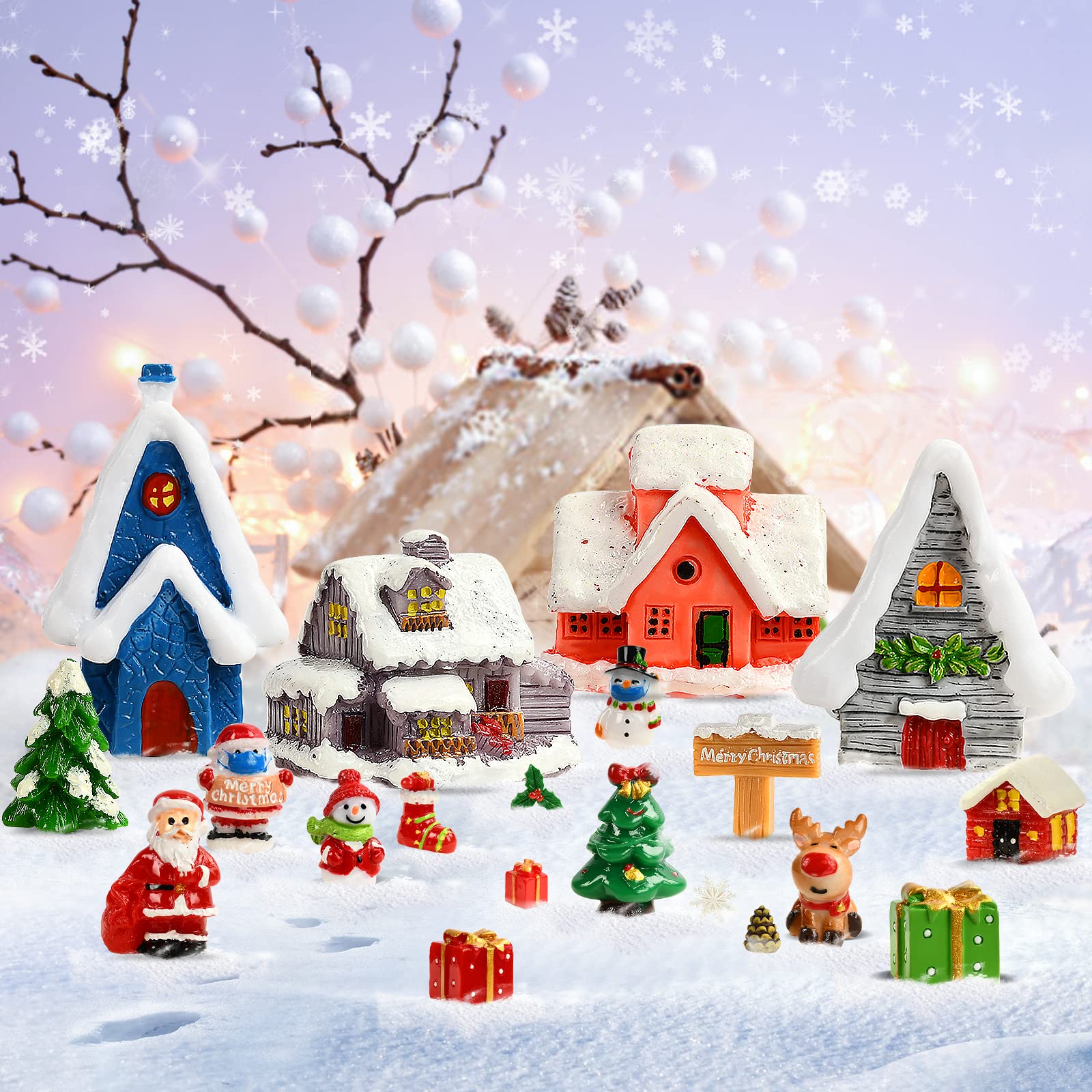 BOFUNX 50 Stück Mini Weihnachtsfiguren - Harz Weihnachtsdeko - Streudeko Für Baum & Adventskranz