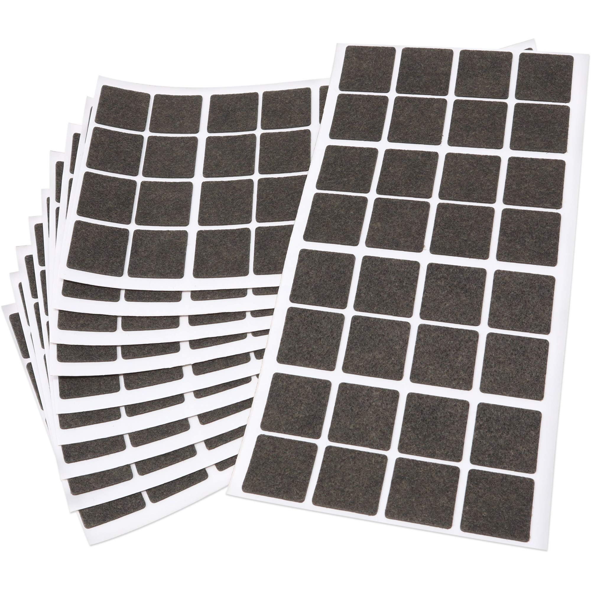 Adsamm® / 320 x Almohadillas de Fieltro / 25x25 mm/marrón/Cuadrado/Protectores de Suelo para Patas de Mueble/Auto-Adhesivos/con Grosor de 1,5 mm de la máxima Calidad
