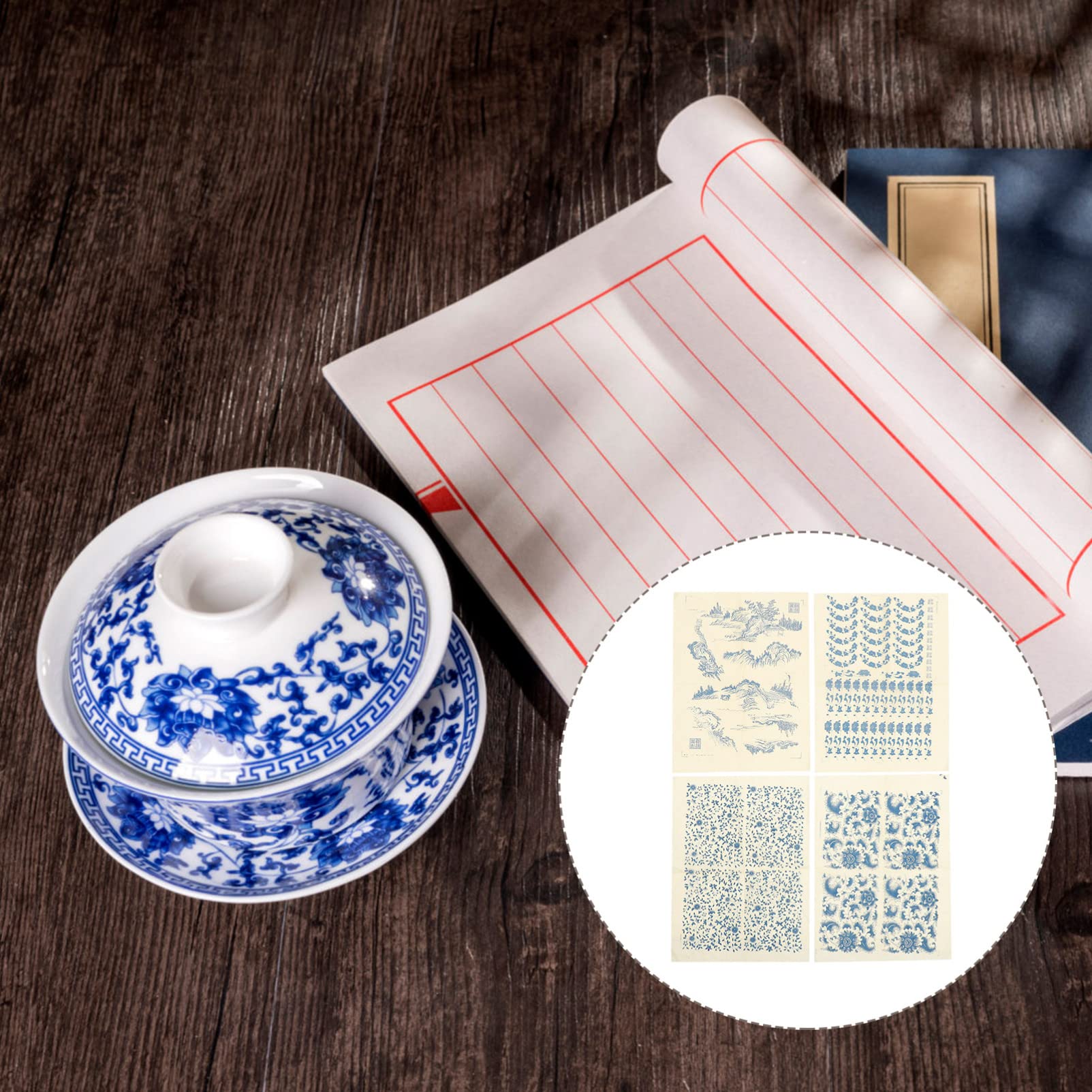 TEHAUX 20feuilles Papier De Transfert Décalcomanies sous-glaçure pour Artisanat Design Chinois Haute Température