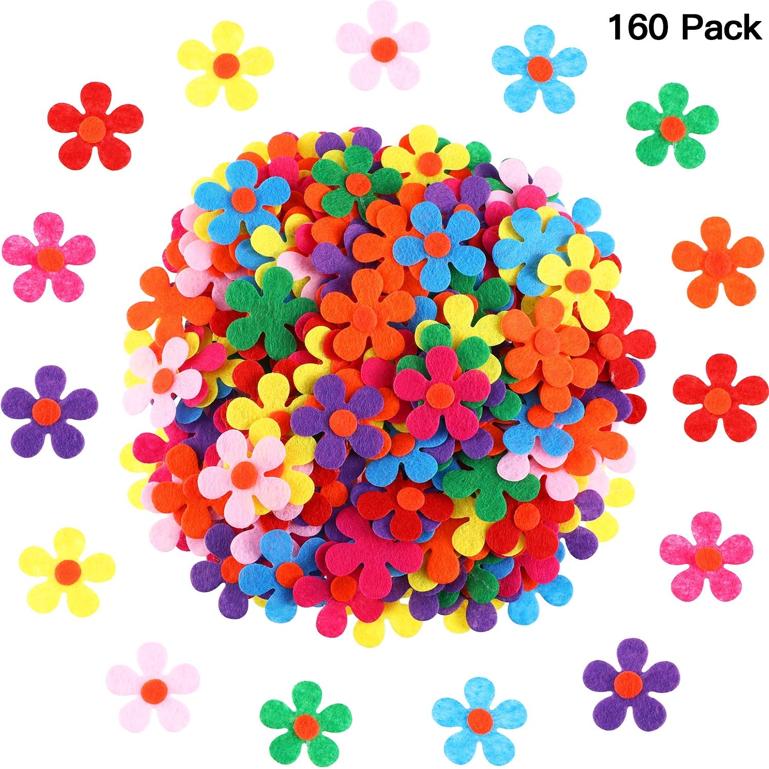 Sumind Felt Flowers Fabric Flower Embellishments for DIY Crafts, Assorted Colors (200)