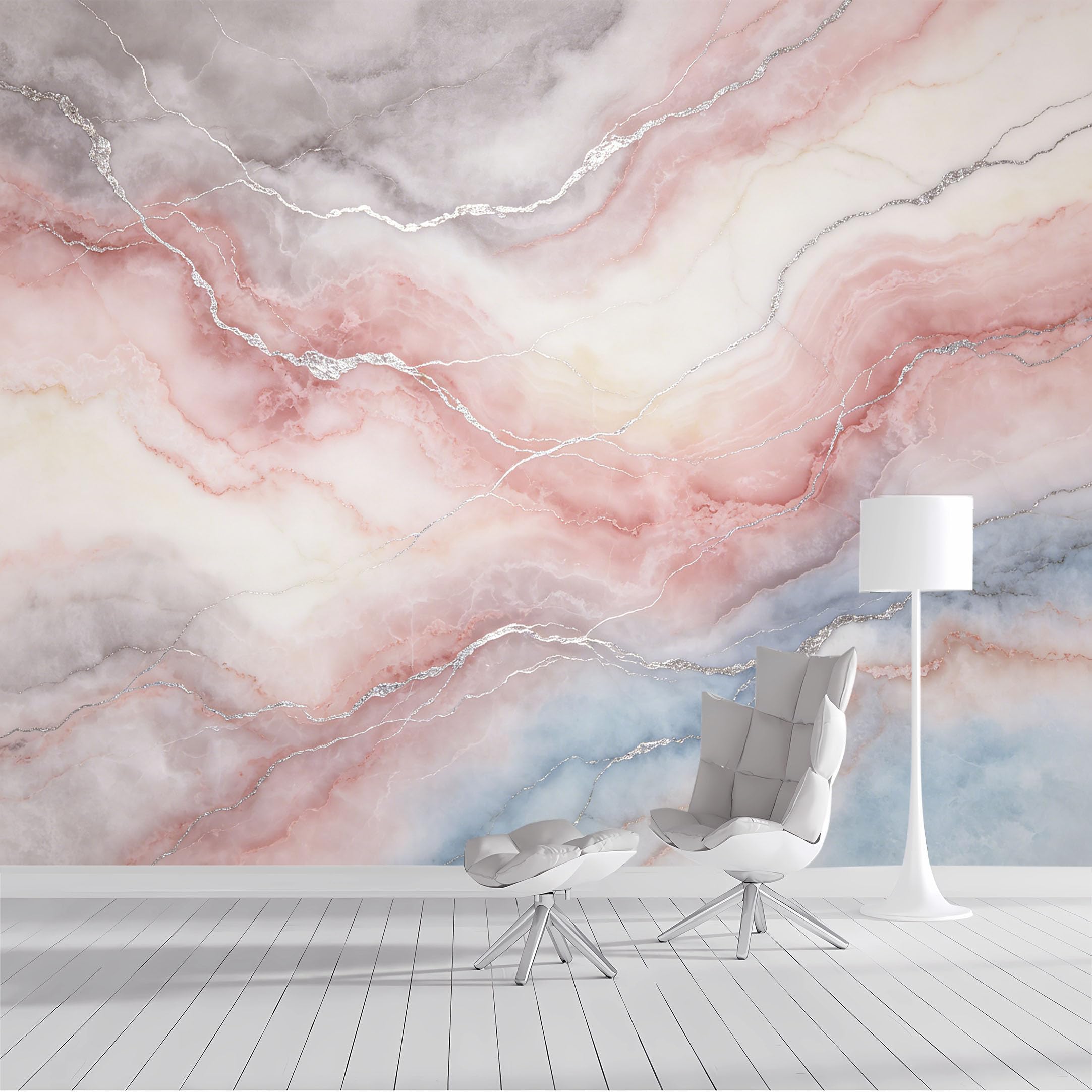 Custom Size Wall Mural Pink Marble Veins Agate Stone Luxury Abstract Watercolor Textured SelfAdhesive Wall Fabric Removable Peel and Stick Wallpaper for Living Room Bedroom Bathroom