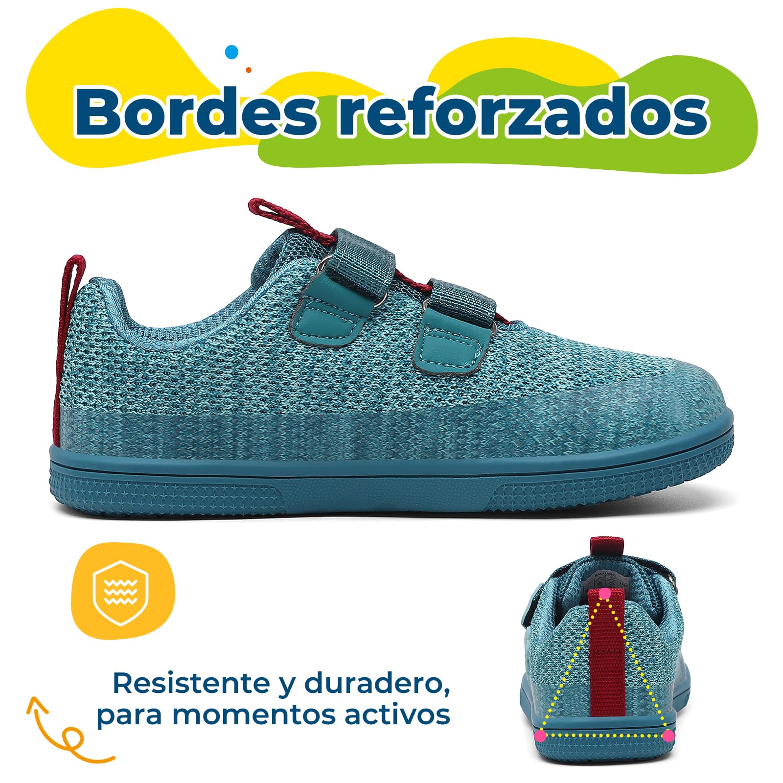 Saguaro Zapatos Barefoot para niños, Cierre de Gancho y Bucle y Puntera Ancha, Zapatos Infantiles Casuales para el día a día y el Colegio, Gr.25-36