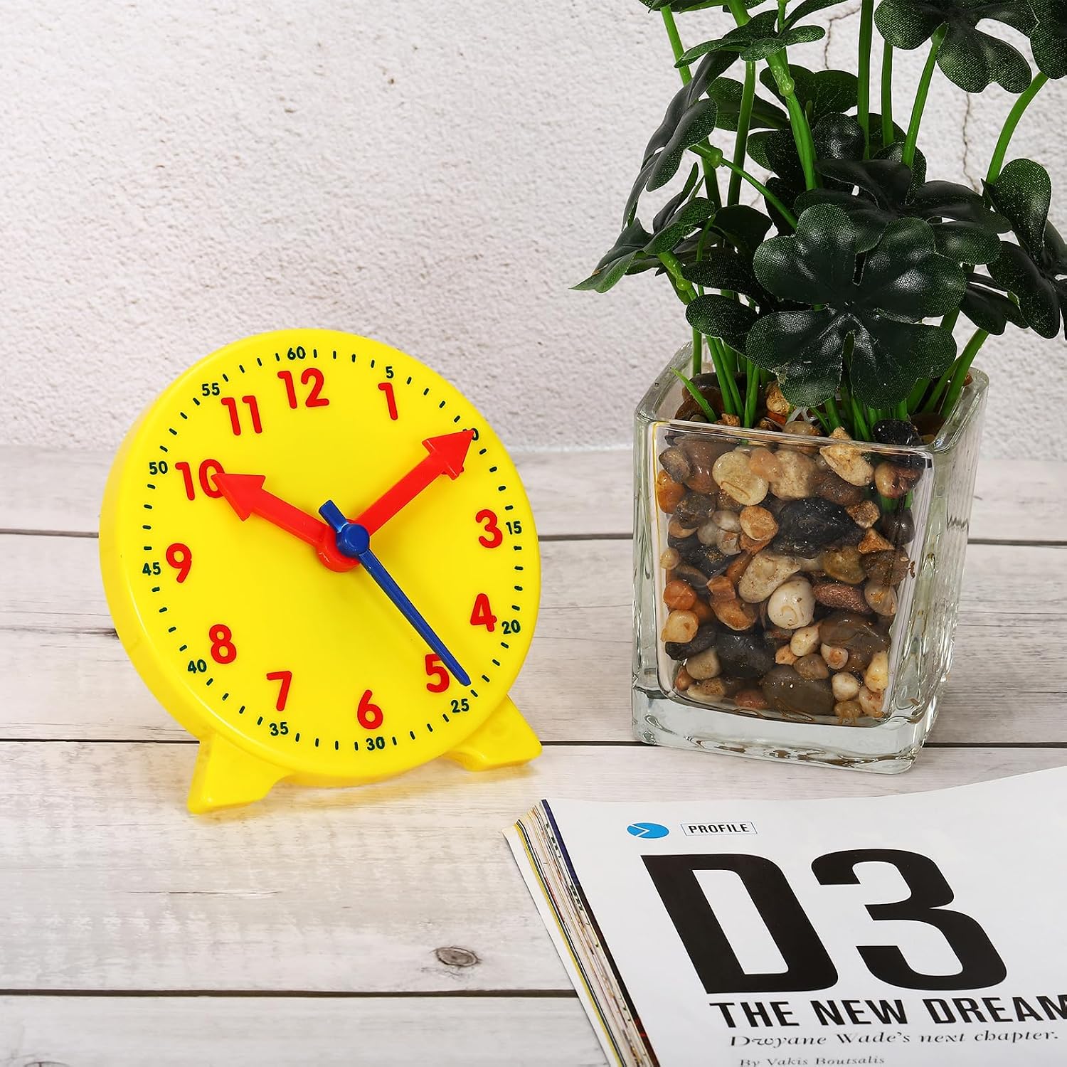 PATIKIL 4 inch Teaching Clock, Learn Clock Learning Tell Time Analog Clock Demonstration Clock 12 Hour 3 Pointers Geared Movement for Classroom Teacher, Yellow