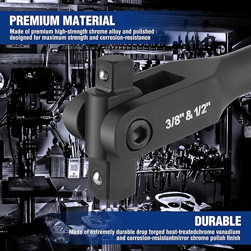 Miniatura 9 de WORKPRO Barra disyuntora de doble unidad, accionamiento de 3/8 pulgadas y 1/4 pulgadas, barras rompedoras resistentes, 8 pulgadas de longitud