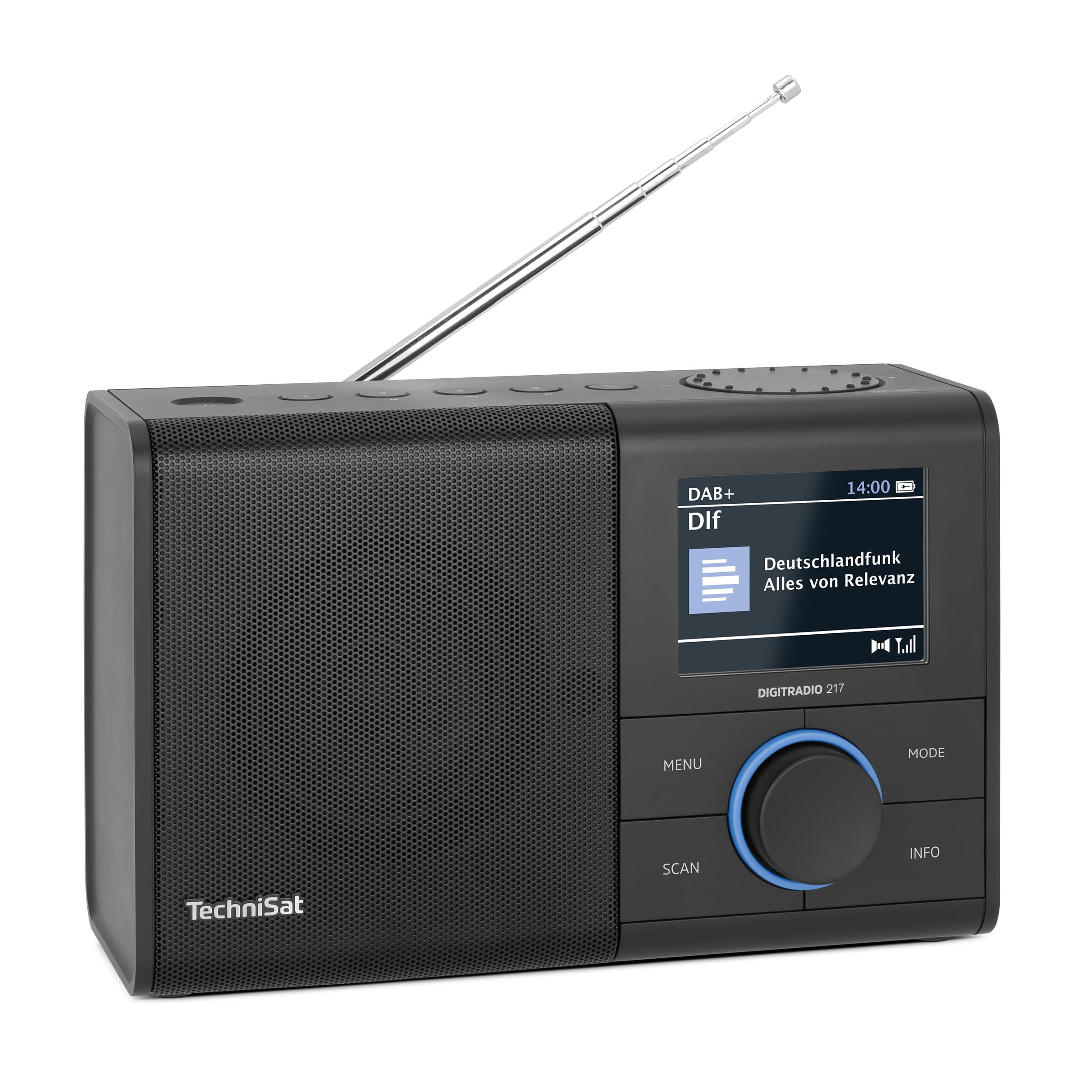 TechniSat DIGITRADIO 217 – Kompaktes und tragbares DAB+ Digitalradio (UKW Radio, Farbdisplay, Bluetooth, Direktwahltasten, Netz- und Batteriebetrieb, 2 Weckzeiten, Favoritenspeicher) schwarz
