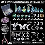 400 Pcs DIY Suncatcher Kit for Adults, Crystal Sun Catchers Making Supplies with Hooks, Hanging Prism Suncatcher with Crystals Rainbow for Indoor Window Home Wedding Garden Christmas Decor